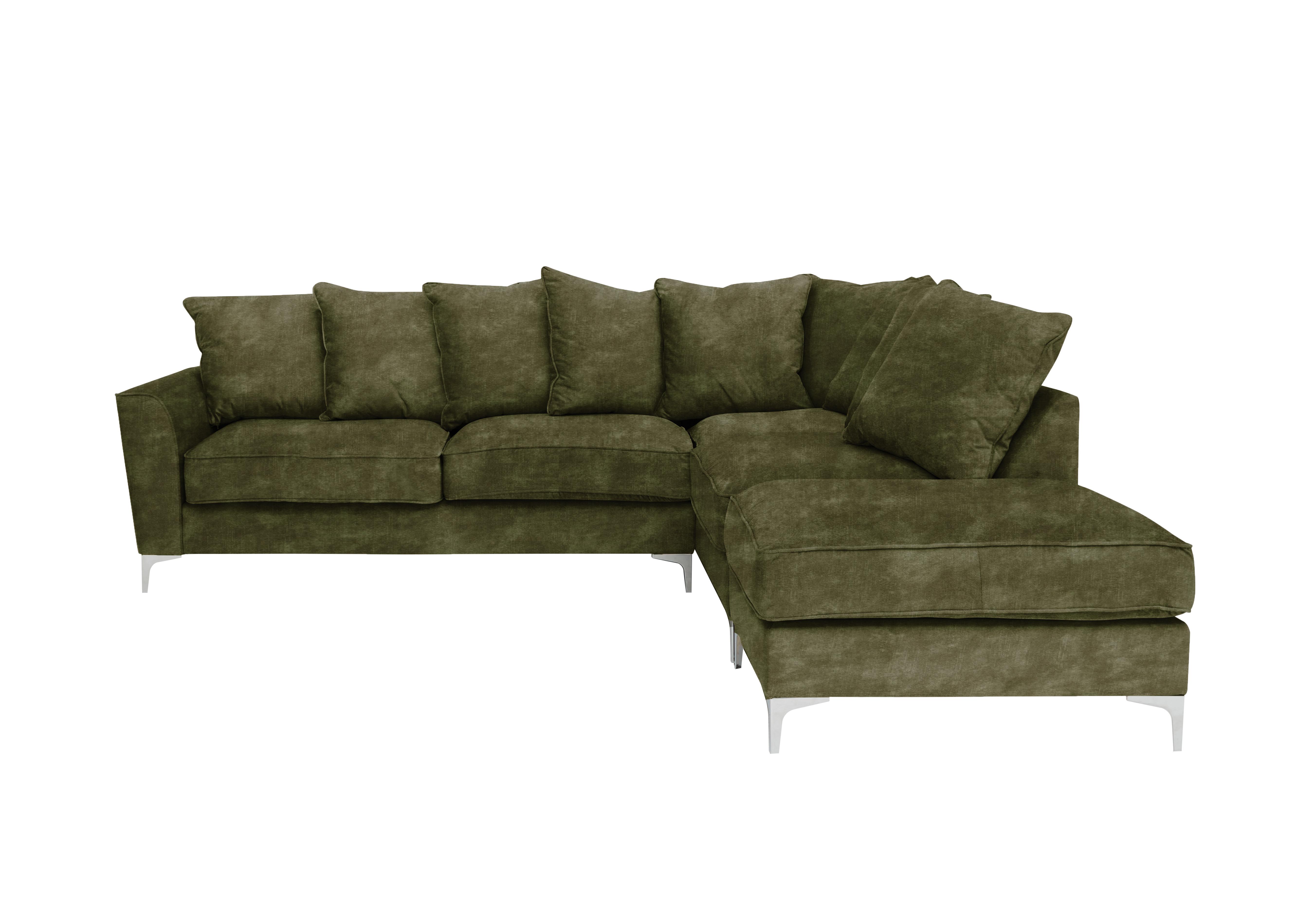 Legend Pillow Back Fabric Corner Sofa in Sublime Olive on Furniture Village