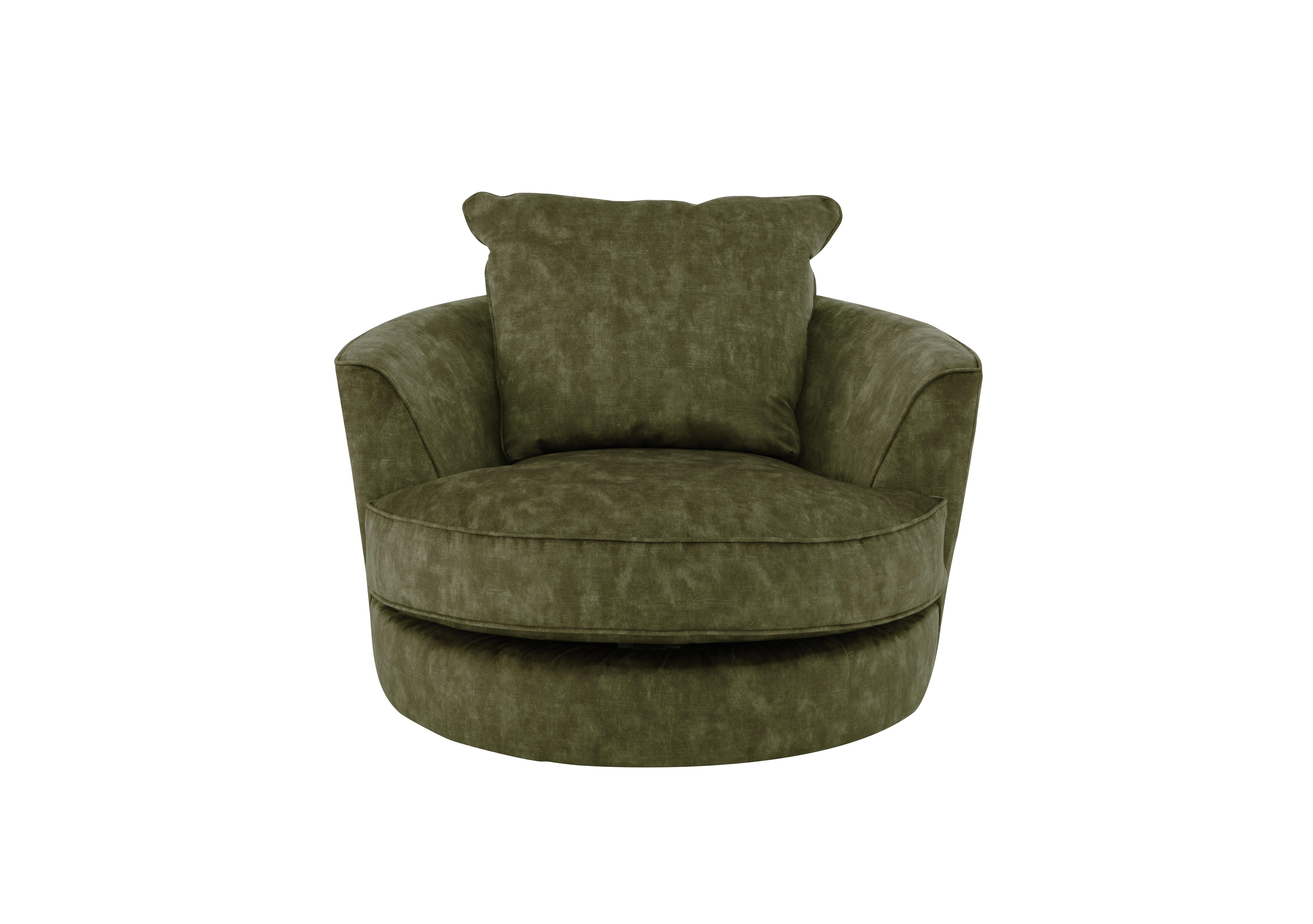 Legend Fabric Swivel Chair in Sublime Olive on Furniture Village