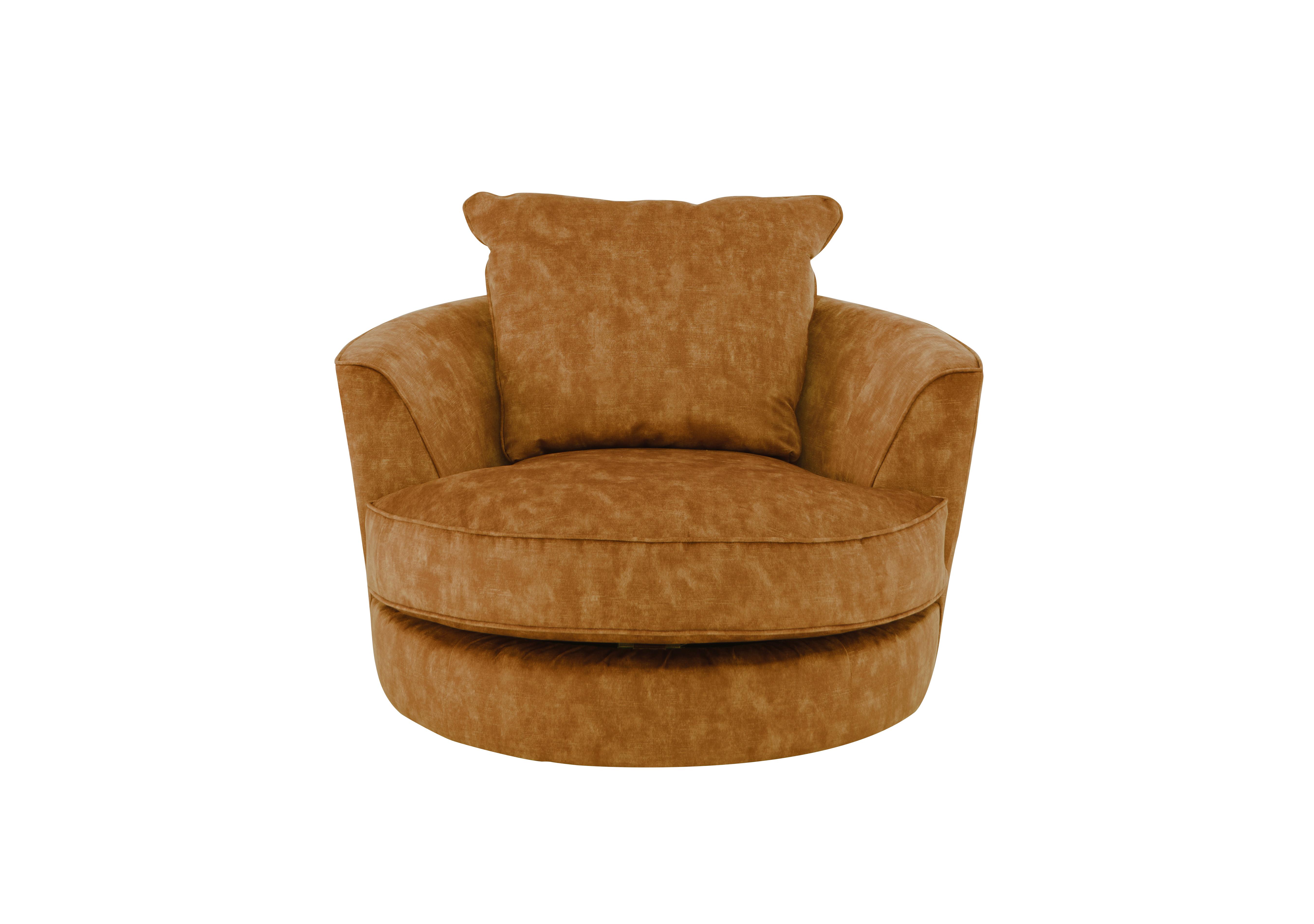 Legend Fabric Swivel Chair in Sublime Tumeric on Furniture Village