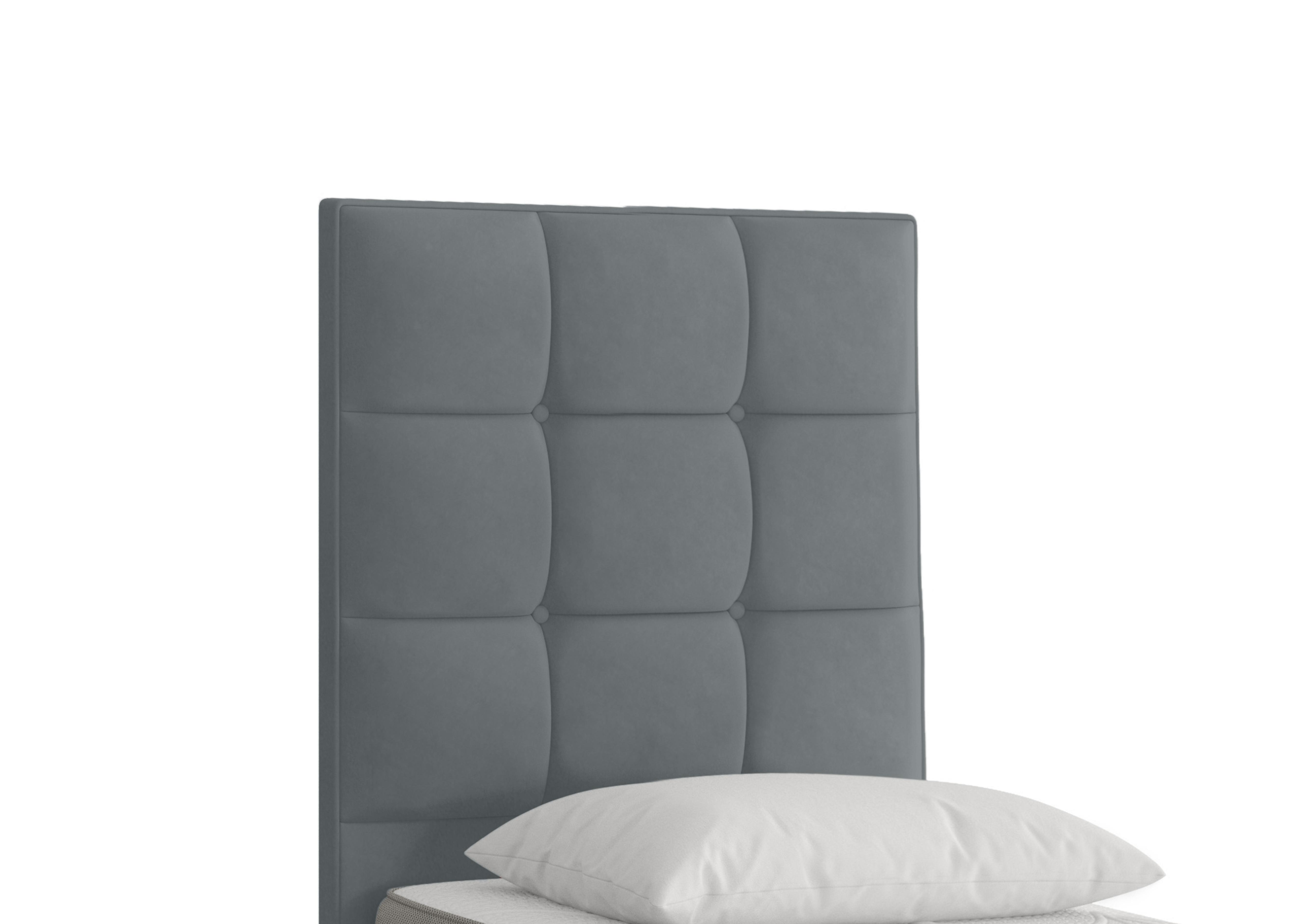 Milne Floor Standing Headboard in Plush Arctic Grey on Furniture Village
