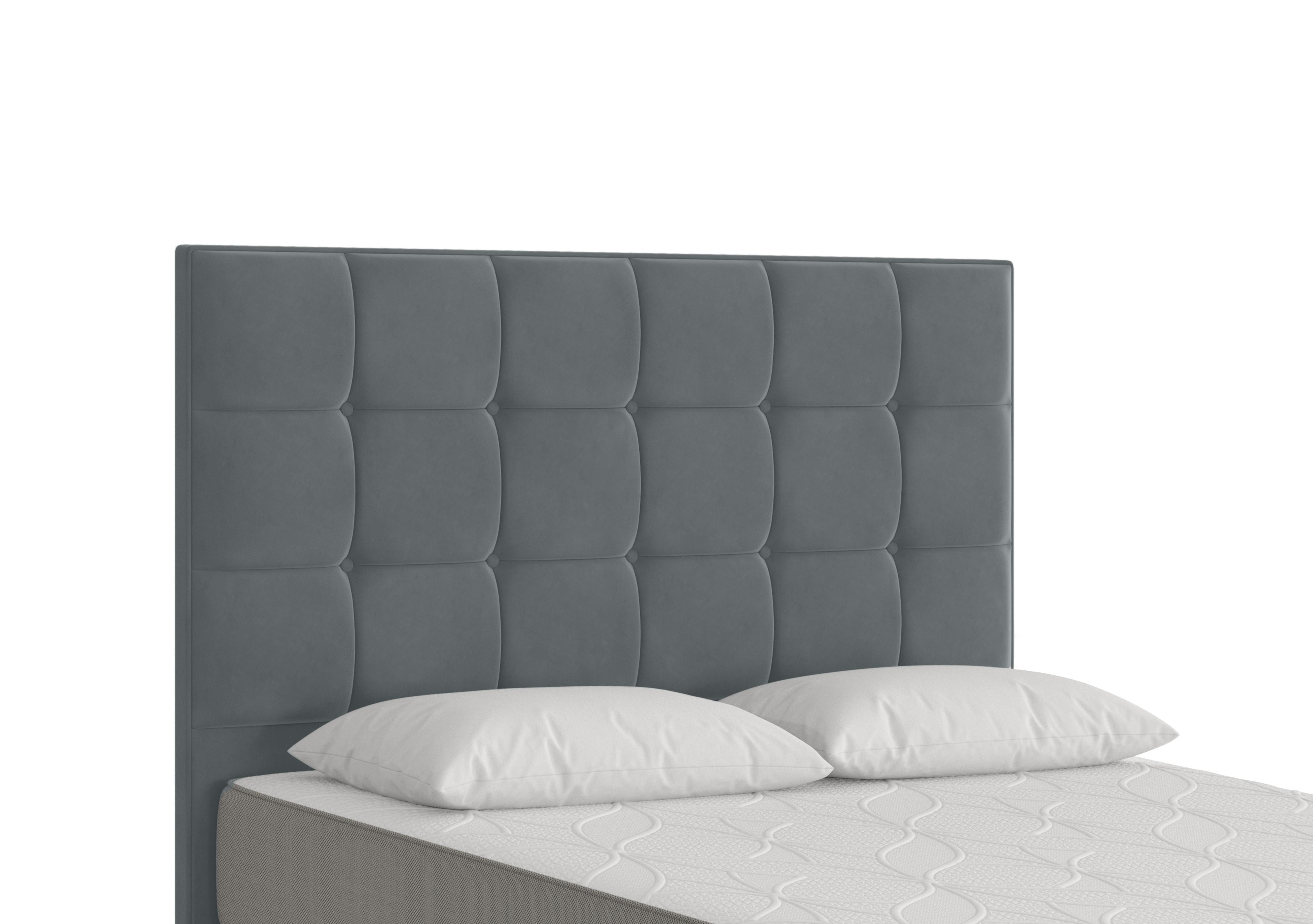 Milne Floor Standing Headboard in Plush Arctic Grey on Furniture Village