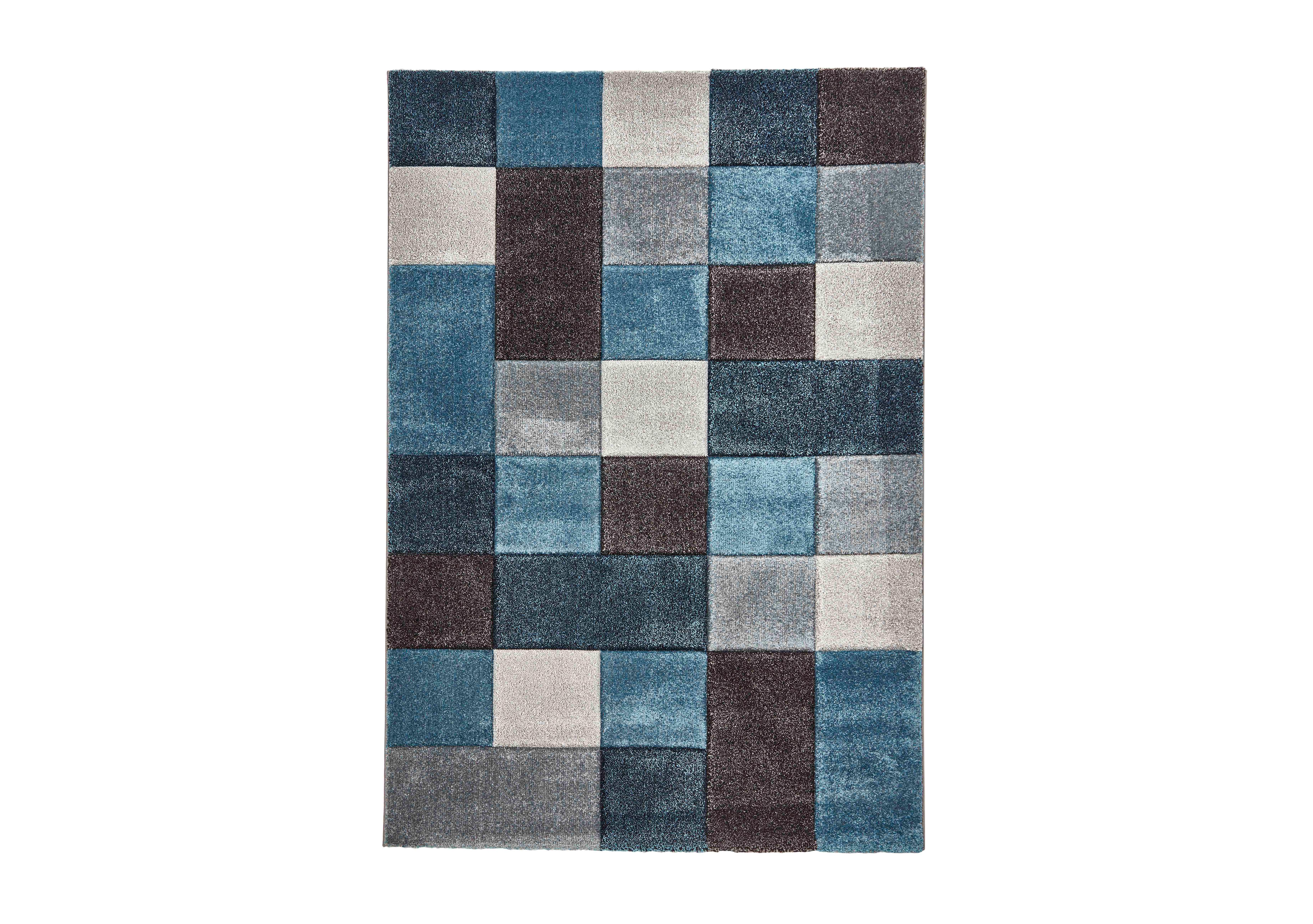 Cubo Rug in Blue/Grey on Furniture Village