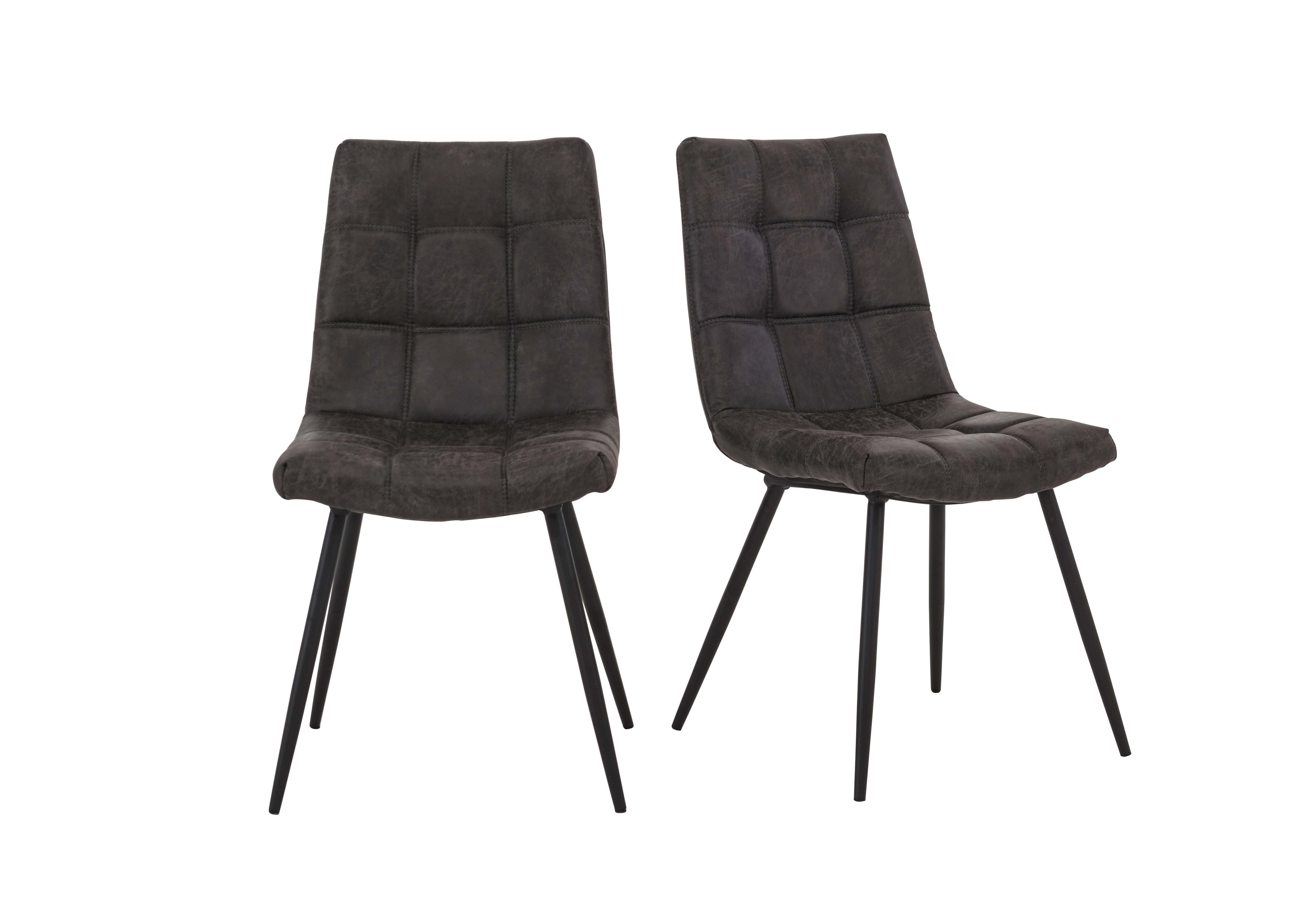 Walker Pair of Dining Chairs in Grey Faux Leather on Furniture Village