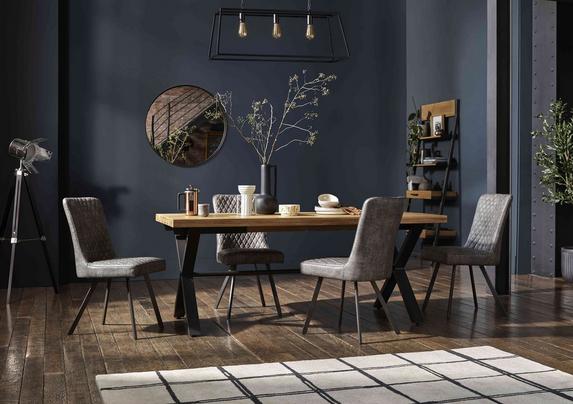 Earth Large Straight Edge Dining Table and Dining Chairs