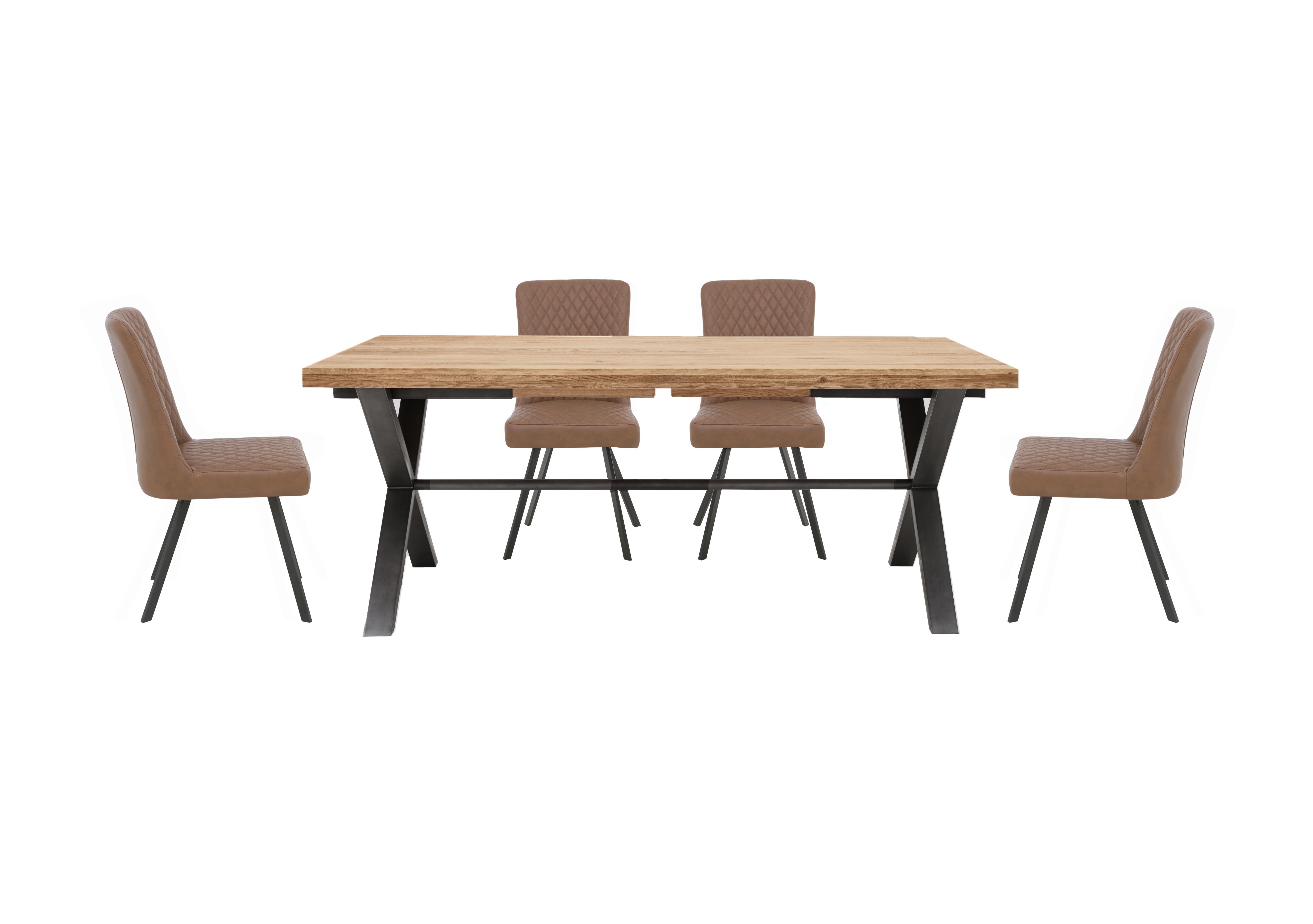 Earth Large Dining Table and 4 Dining Chairs in Tan on Furniture Village