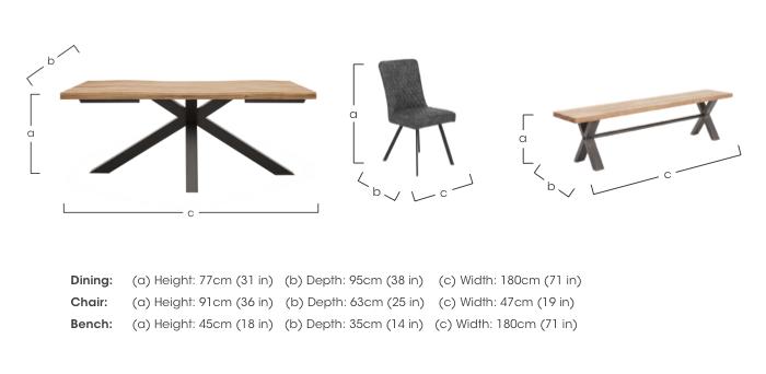Earth Large Straight Edge Dining Table with a Large Dining Bench and 4 Dining Chairs in  on Furniture Village