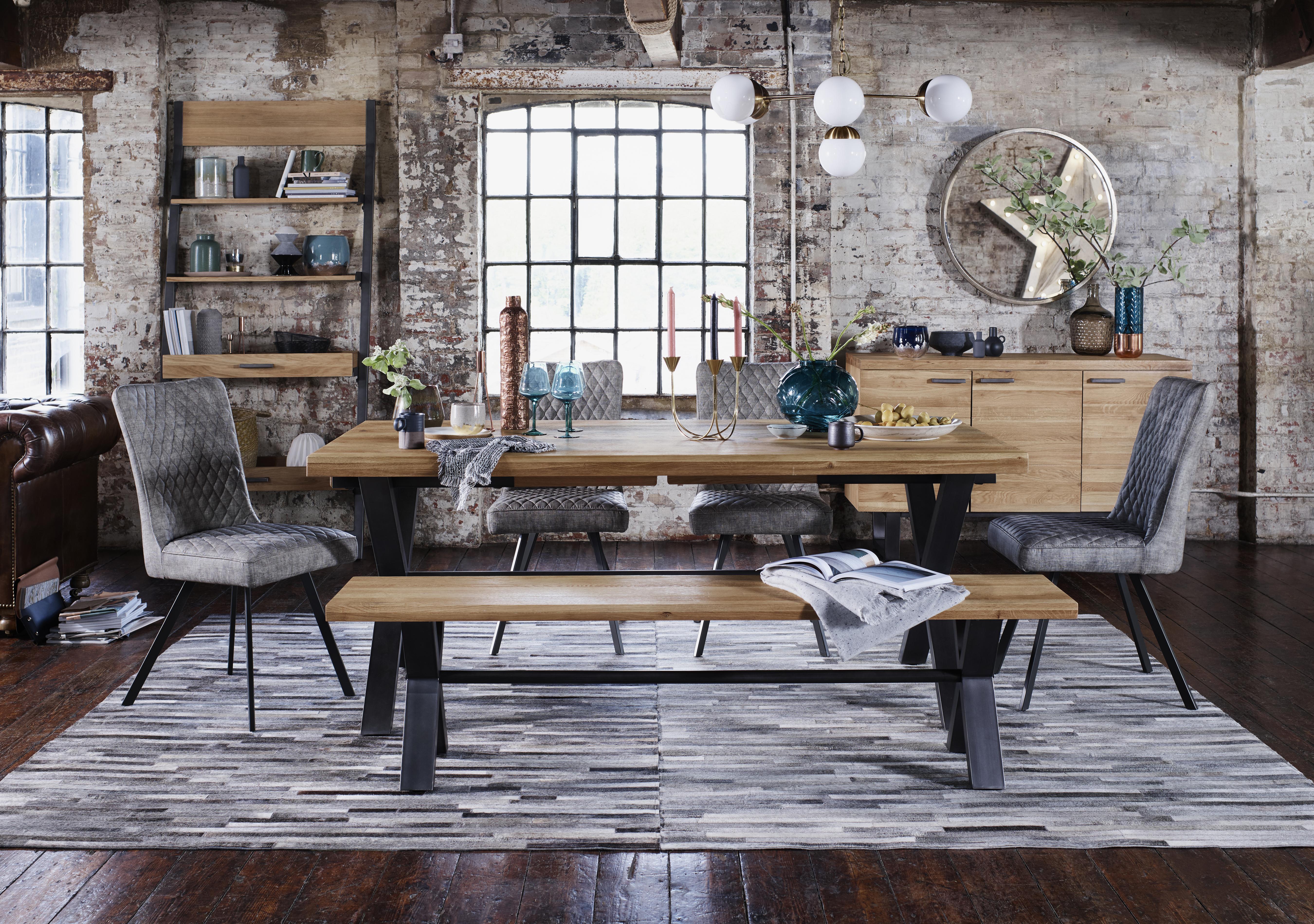 Earth Large Dining Table, 4 Dining Chairs and Large Dining Bench in  on Furniture Village