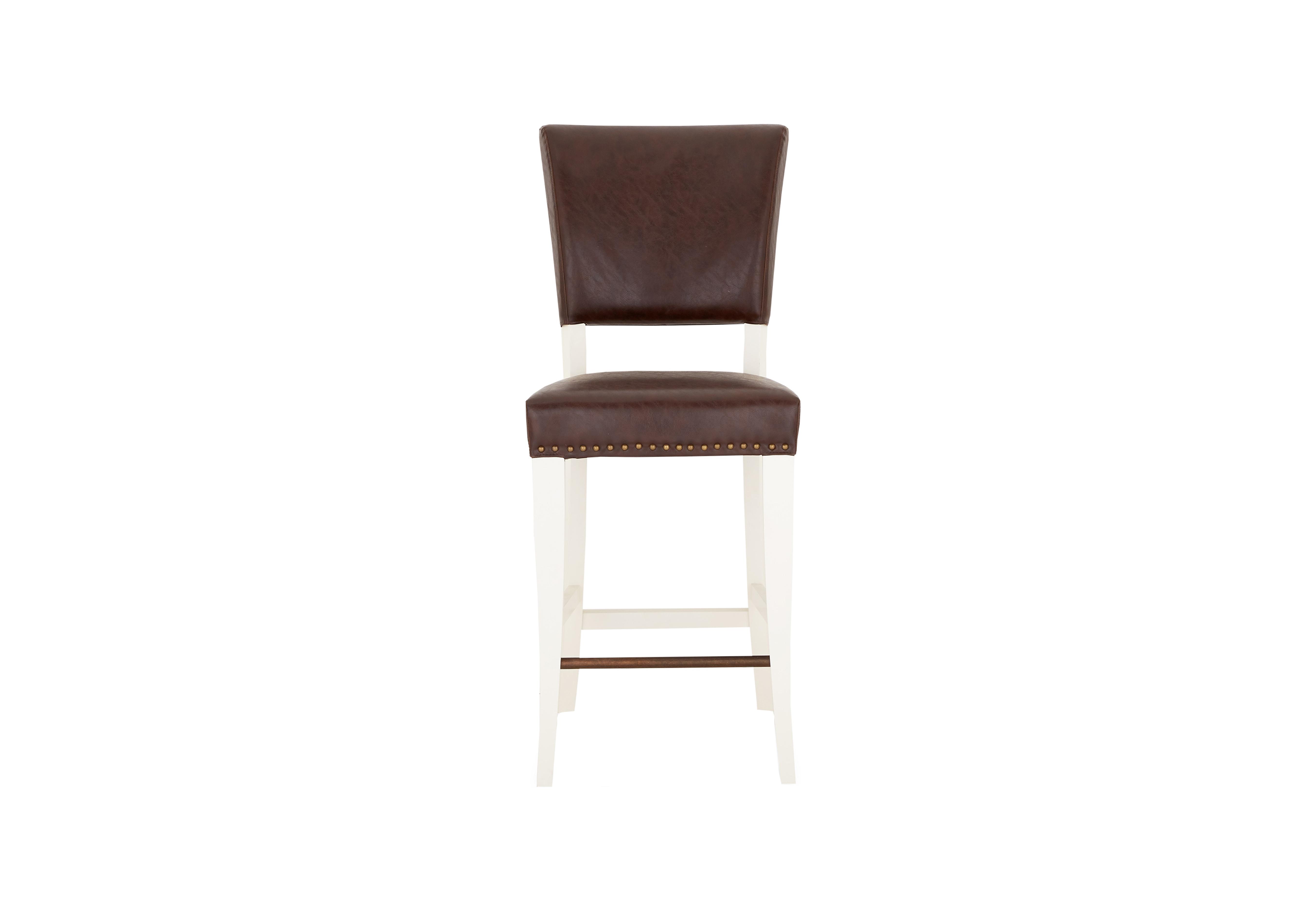 Pattern Bar Stool in White Legs / Espresso Faux Lth on Furniture Village