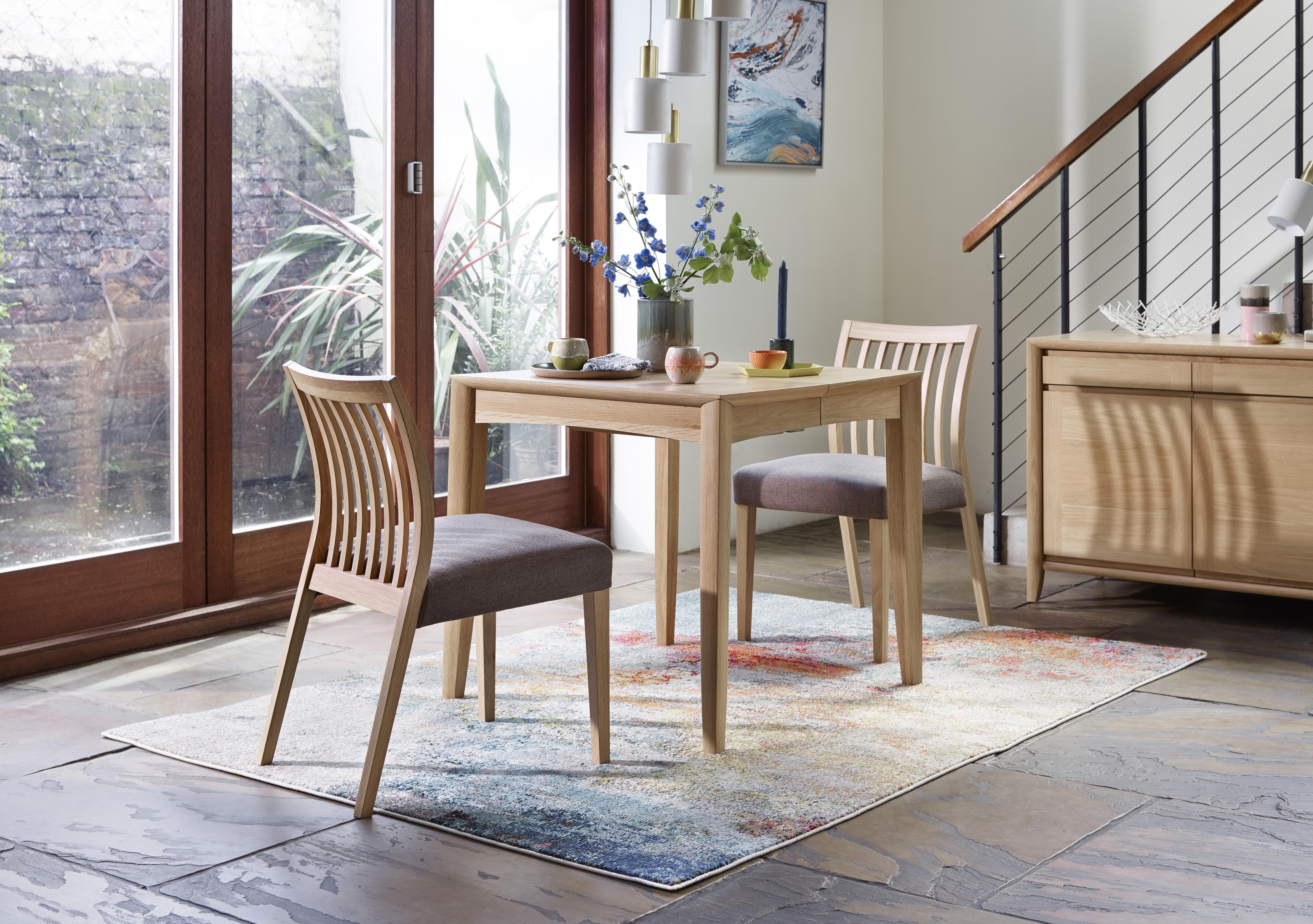 Duplex Small Extending Dining Table with 2 Low Slatted-Back Chairs in  on Furniture Village