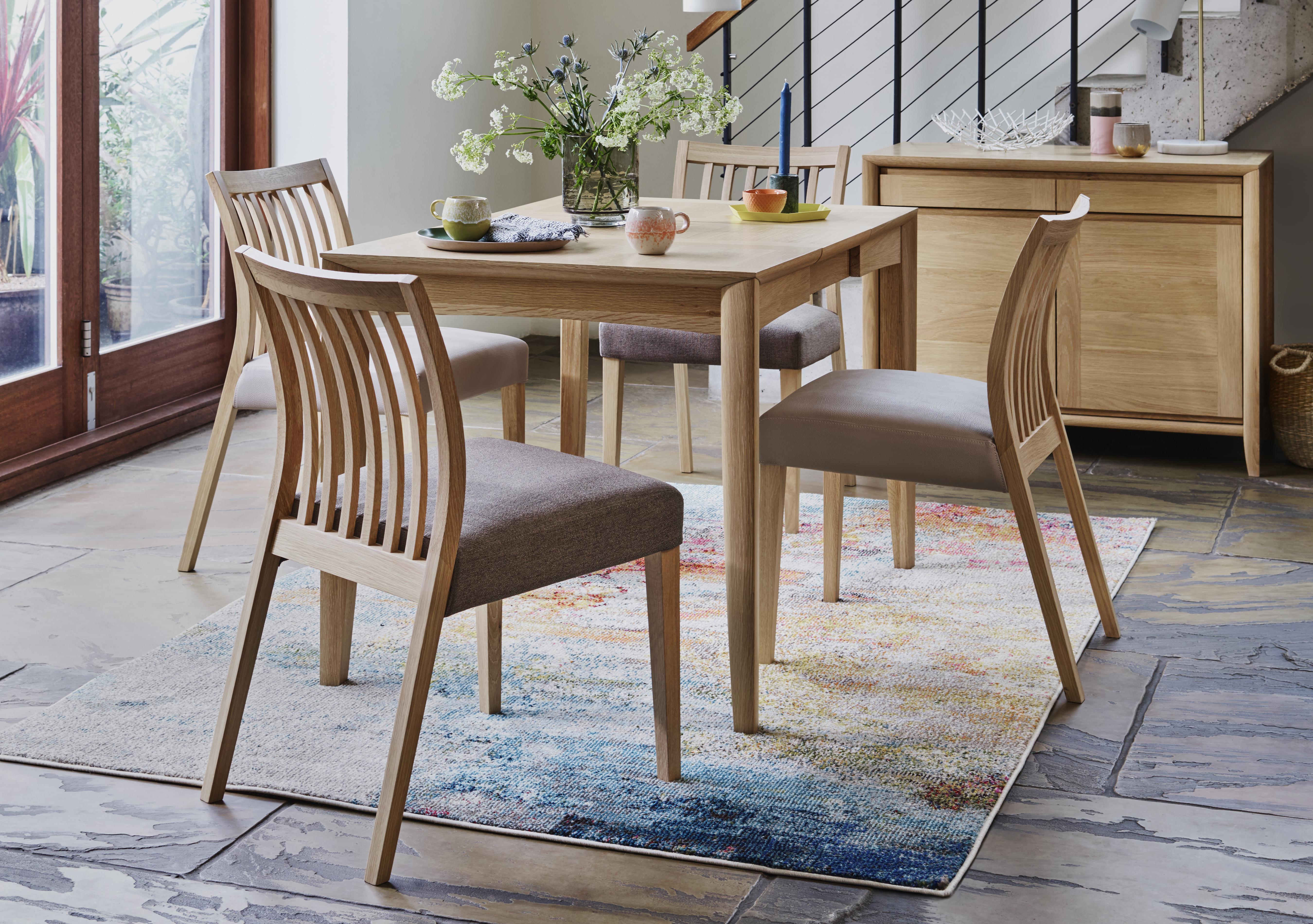 Duplex Small Extending Dining Table with 4 Low Slatted-Back Chairs in  on Furniture Village