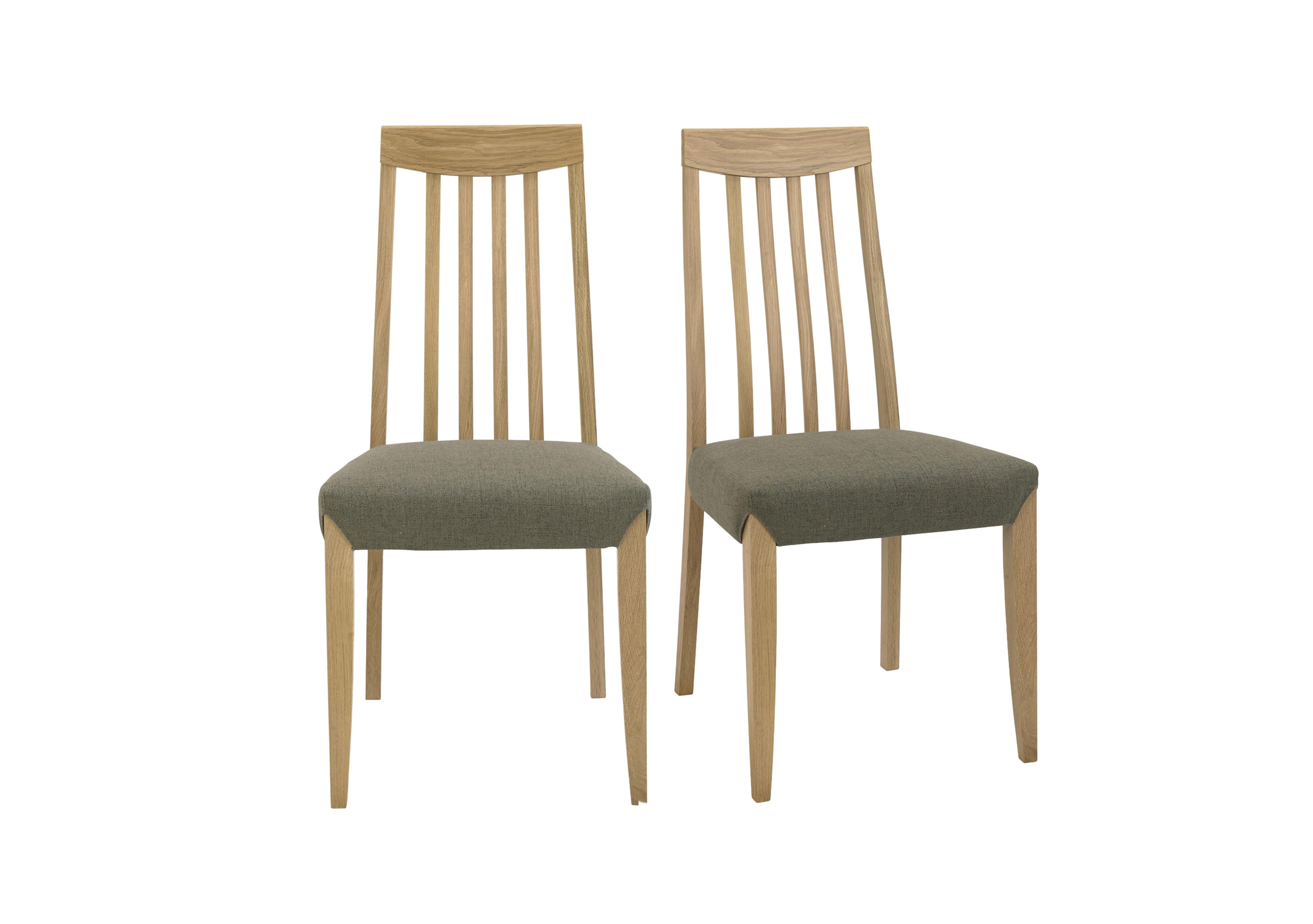 Duplex Pair of Tall Slatted-back Dining Chairs in Black/Gold Fabric on Furniture Village