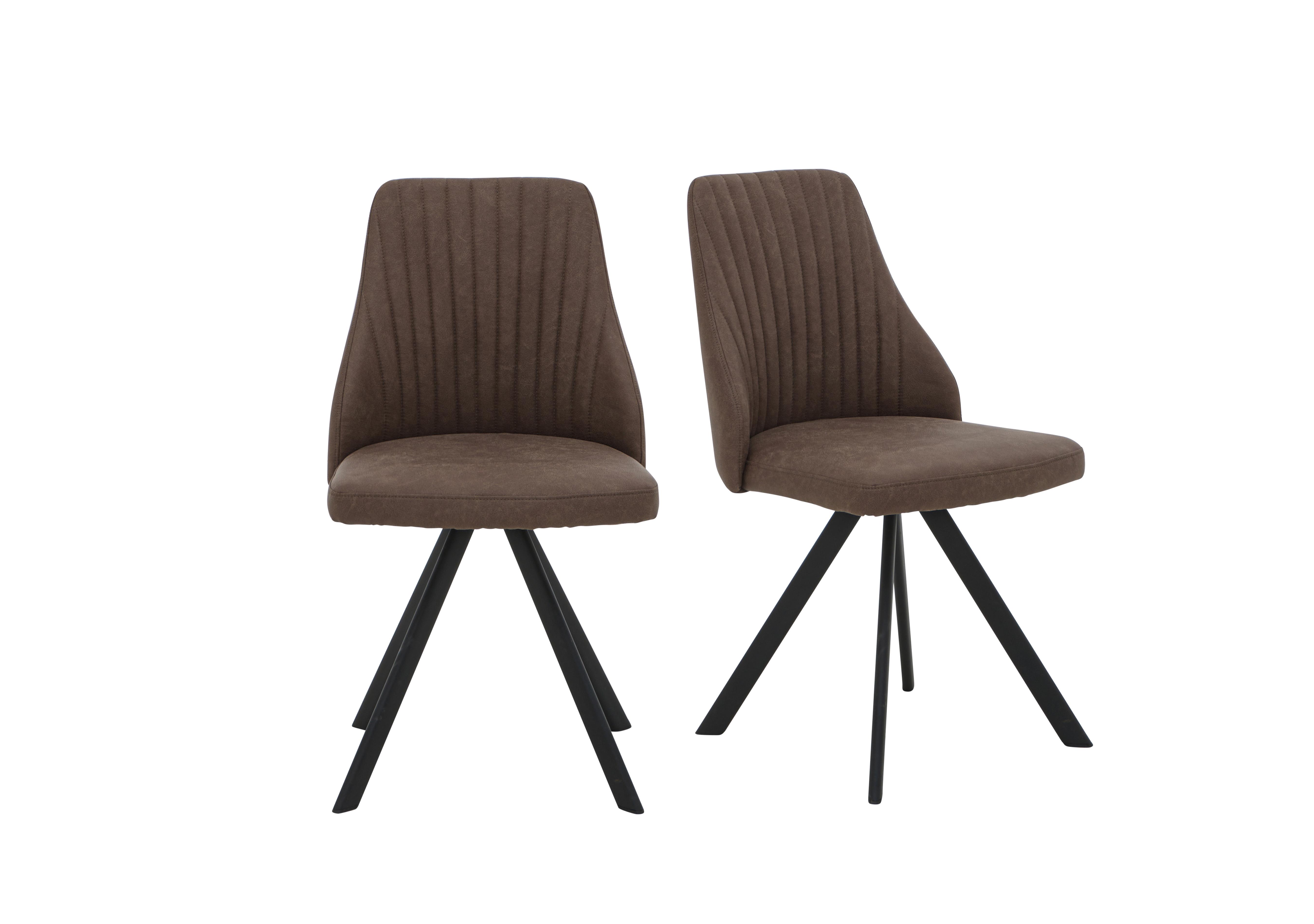 Aquila Pair of Swivel Dining Chairs in Brown Chairs on Furniture Village