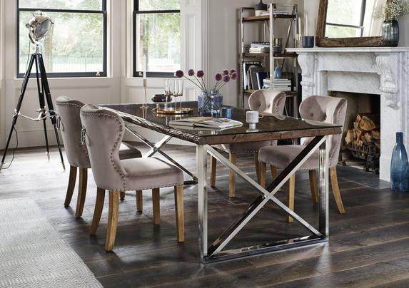 Chennai Dining Table with X-Shaped Legs Furniture Village