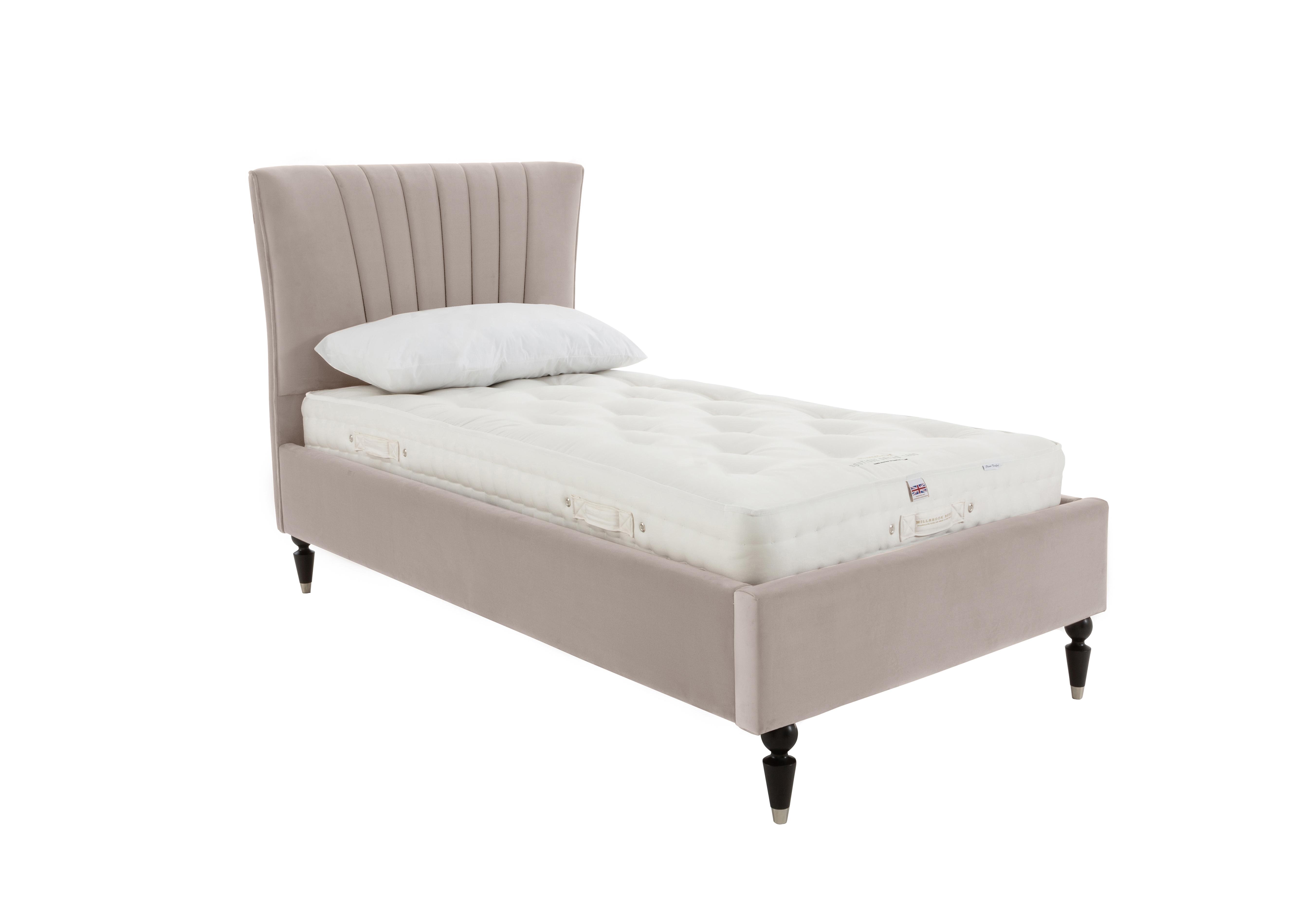 Narla Bed Frame in Velvet Pebble Dark Leg on Furniture Village