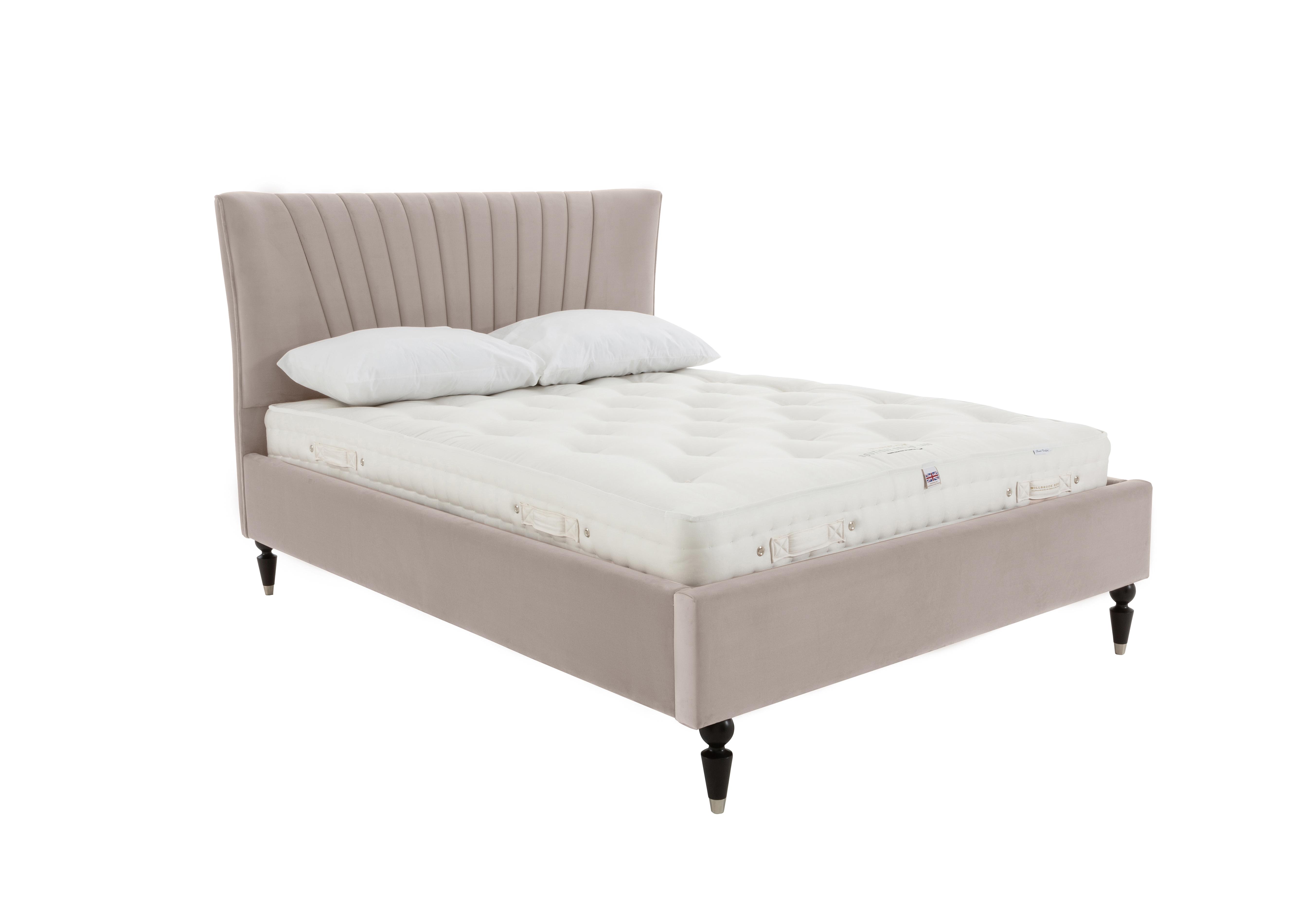 Narla Bed Frame in Velvet Pebble Dark Leg on Furniture Village