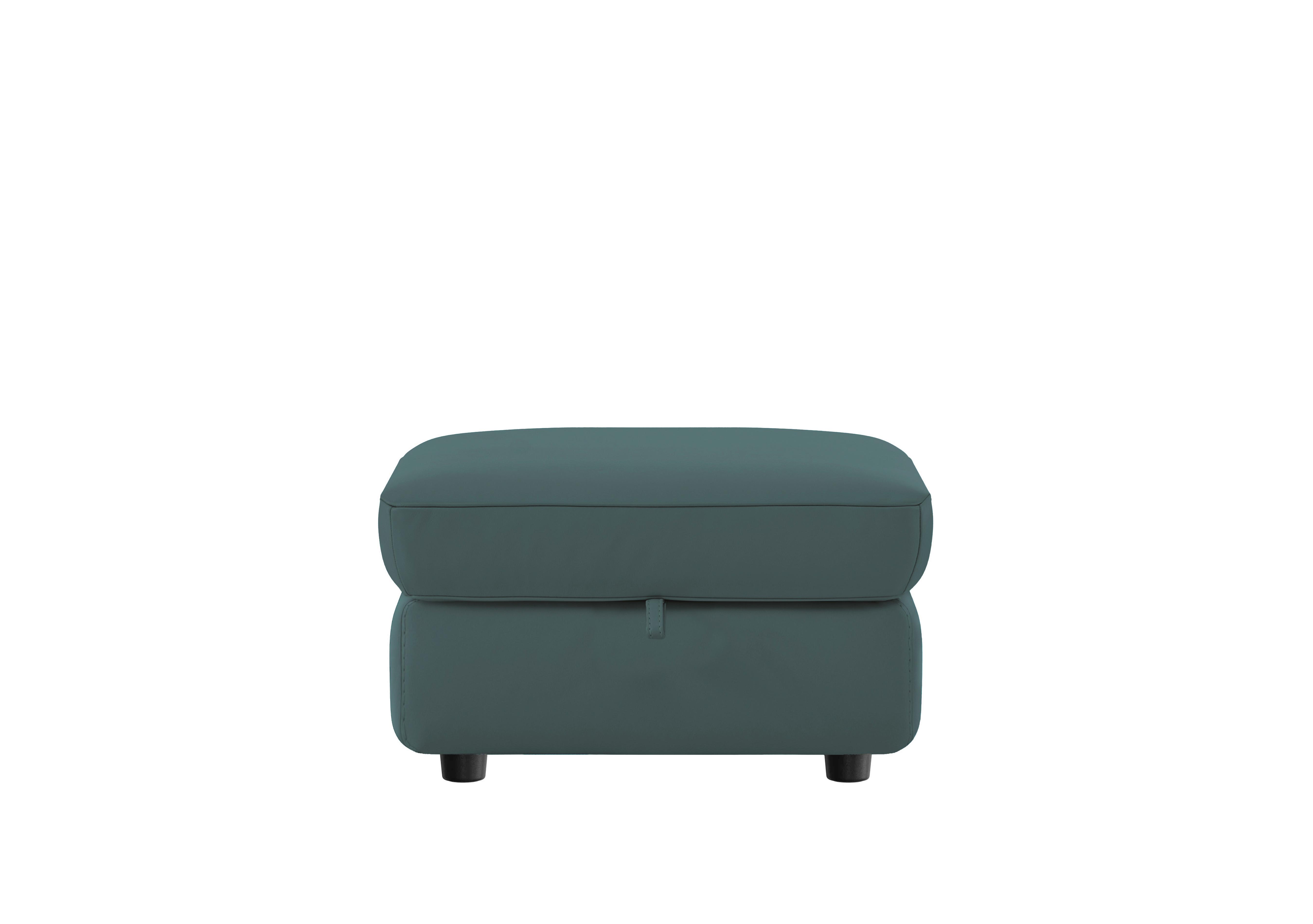 Compact Collection Piccolo Leather Storage Footstool in Bv-301e Lake Green on Furniture Village