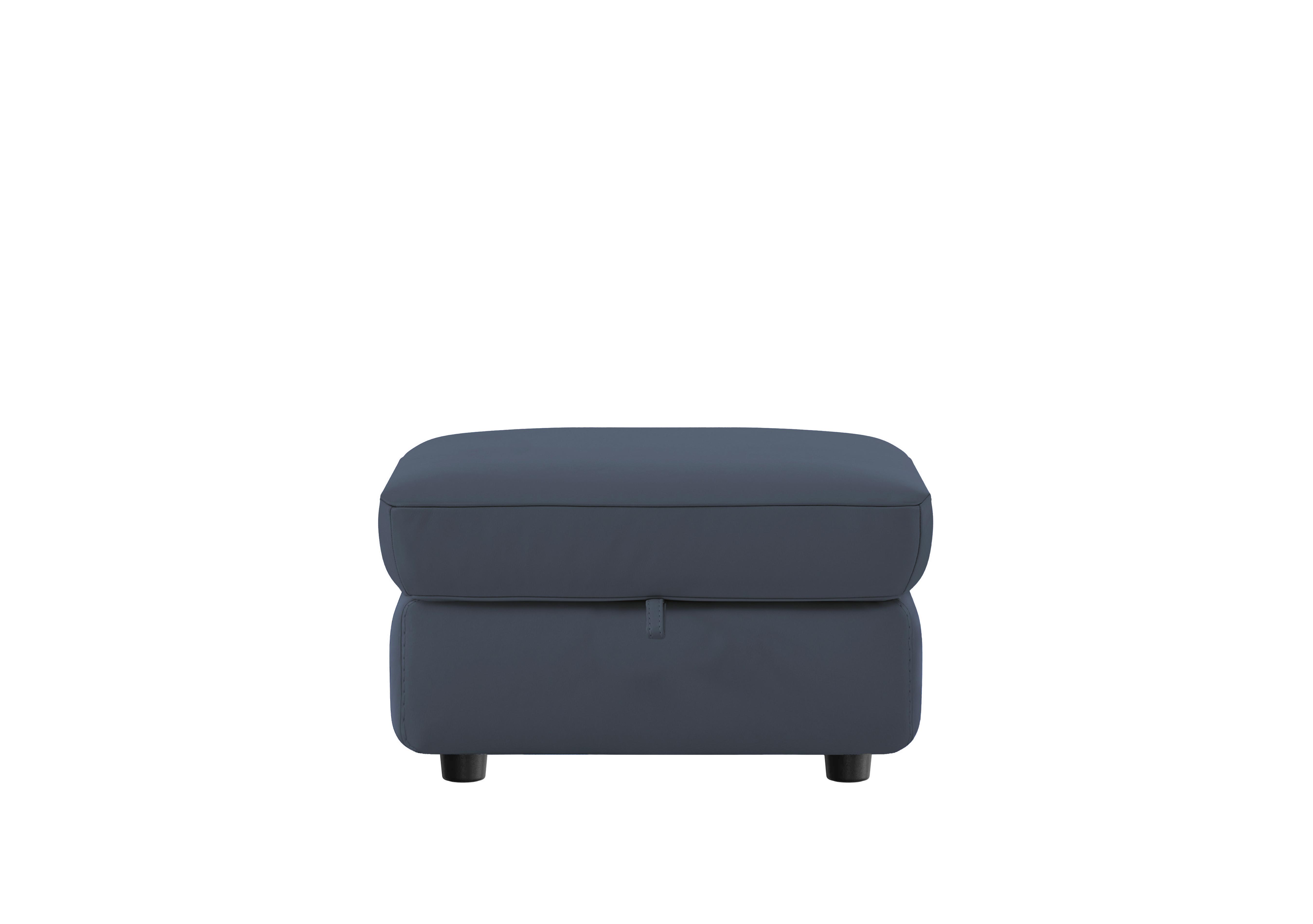 Compact Collection Piccolo Leather Storage Footstool in Bv-313e Ocean Blue on Furniture Village