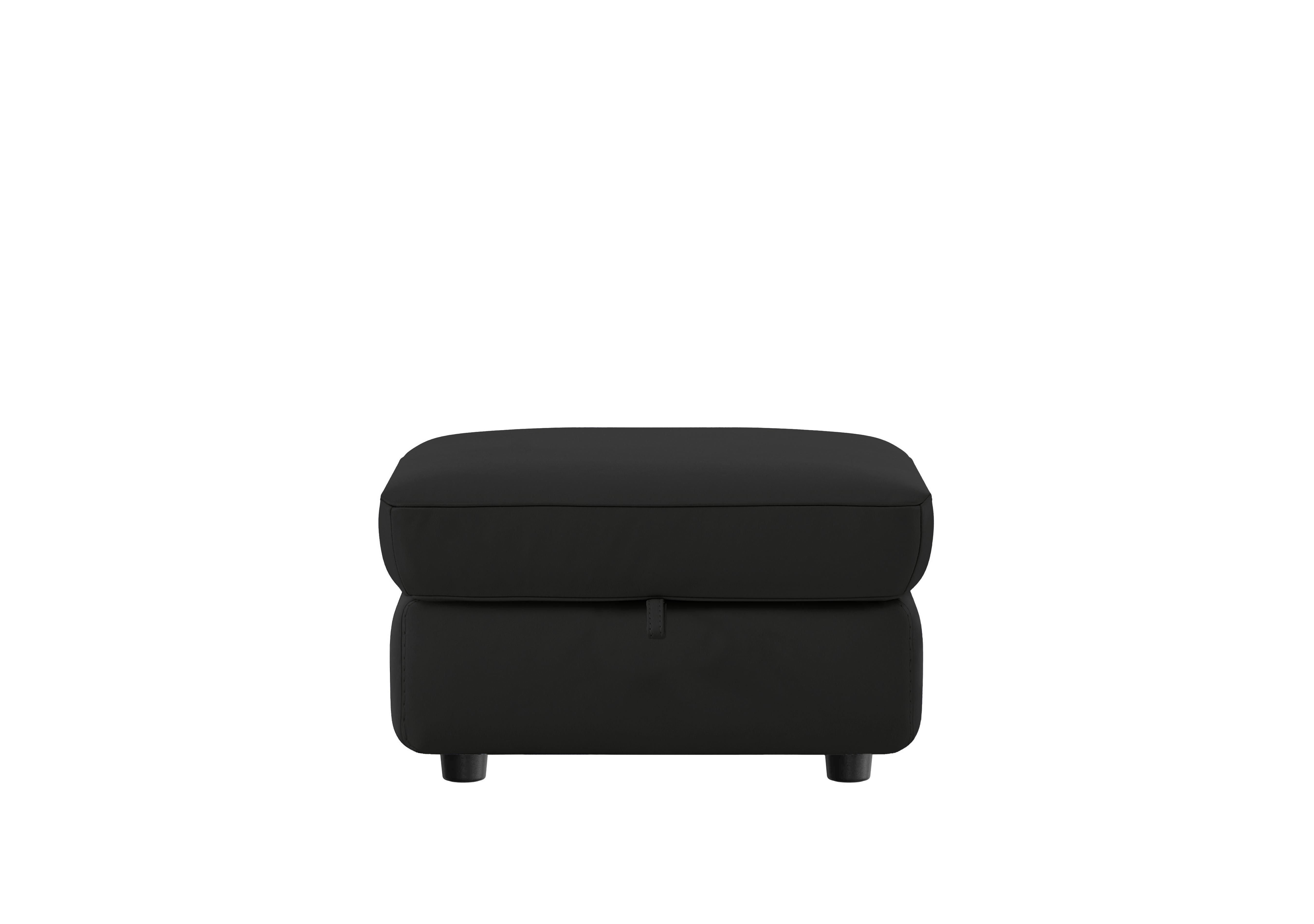 Compact Collection Piccolo Leather Storage Footstool in Bv-3500 Classic Black on Furniture Village