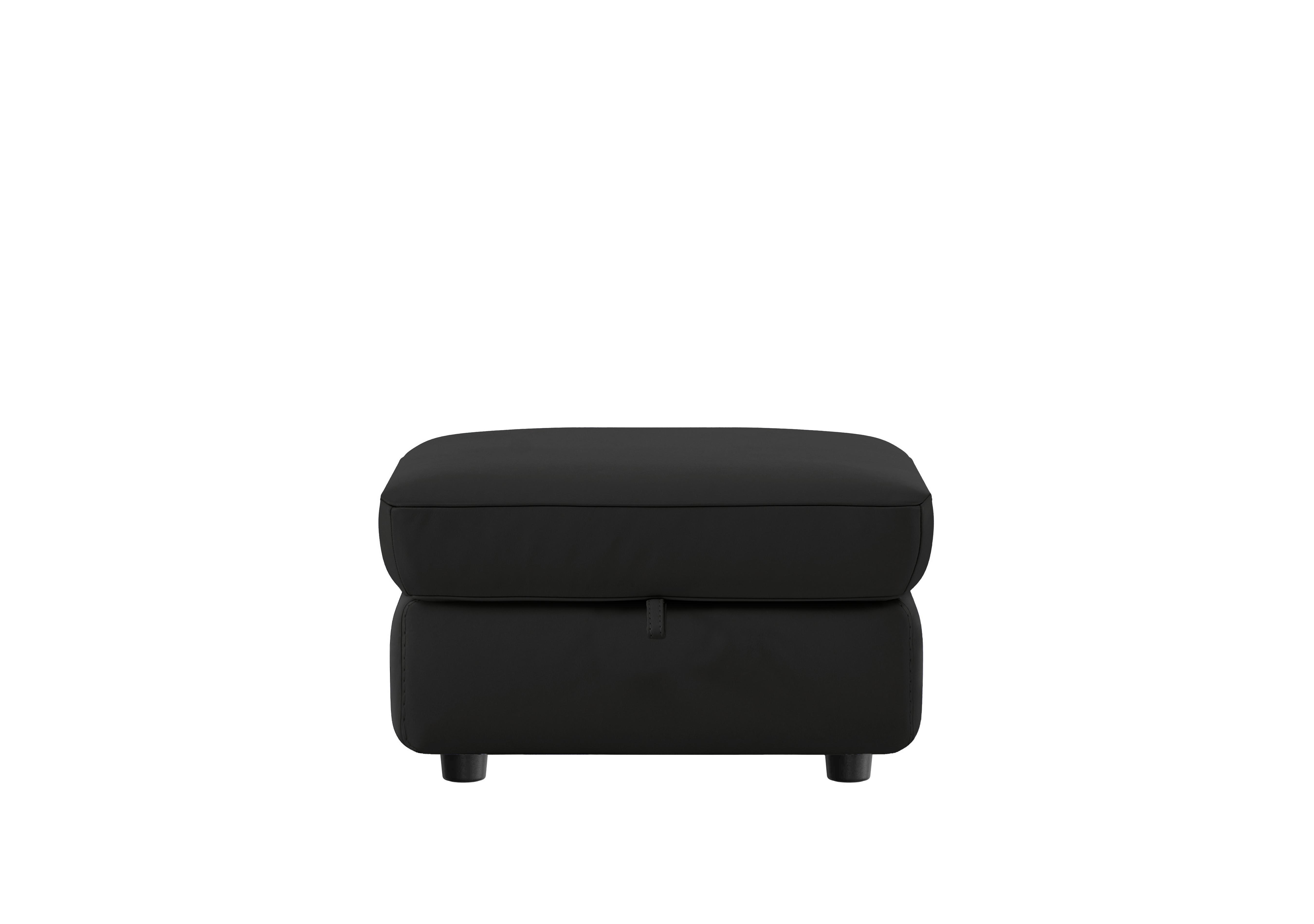 Compact Collection Piccolo Leather Storage Footstool in Nc-023c Black on Furniture Village
