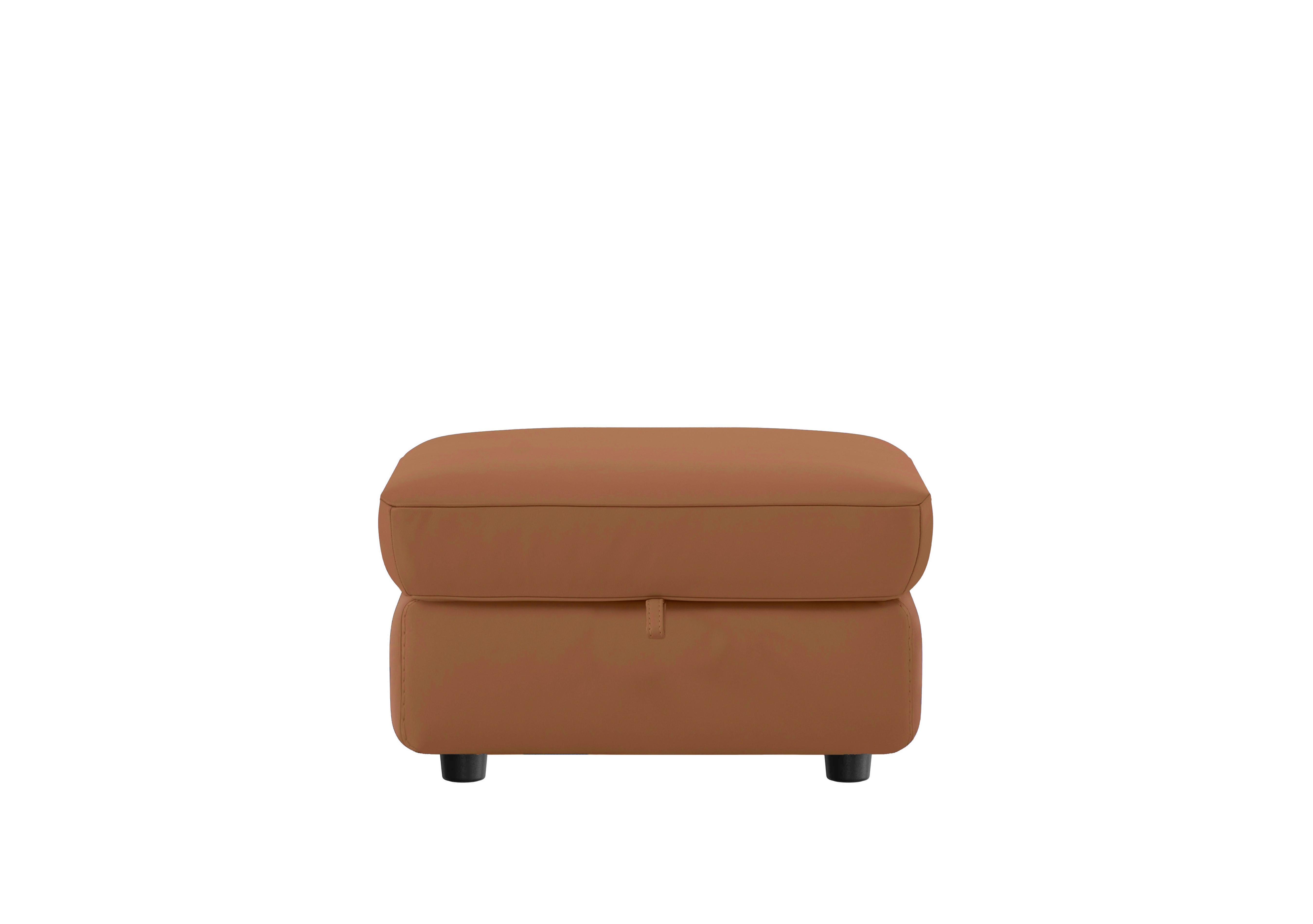 Compact Collection Piccolo Leather Storage Footstool in Nc-334e Pecan Brown on Furniture Village