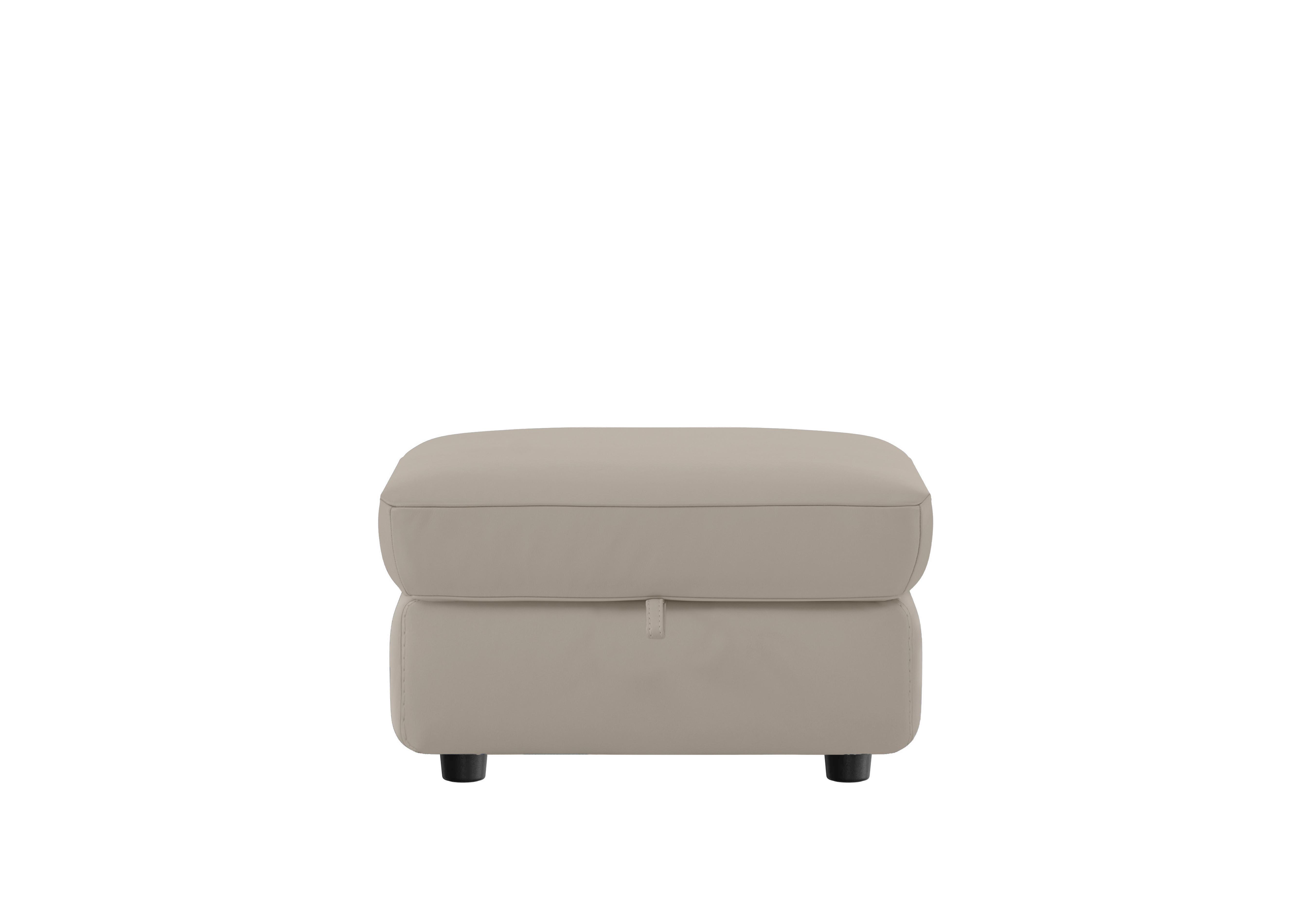 Compact Collection Piccolo Leather Storage Footstool in Nc-946b Feather Grey on Furniture Village