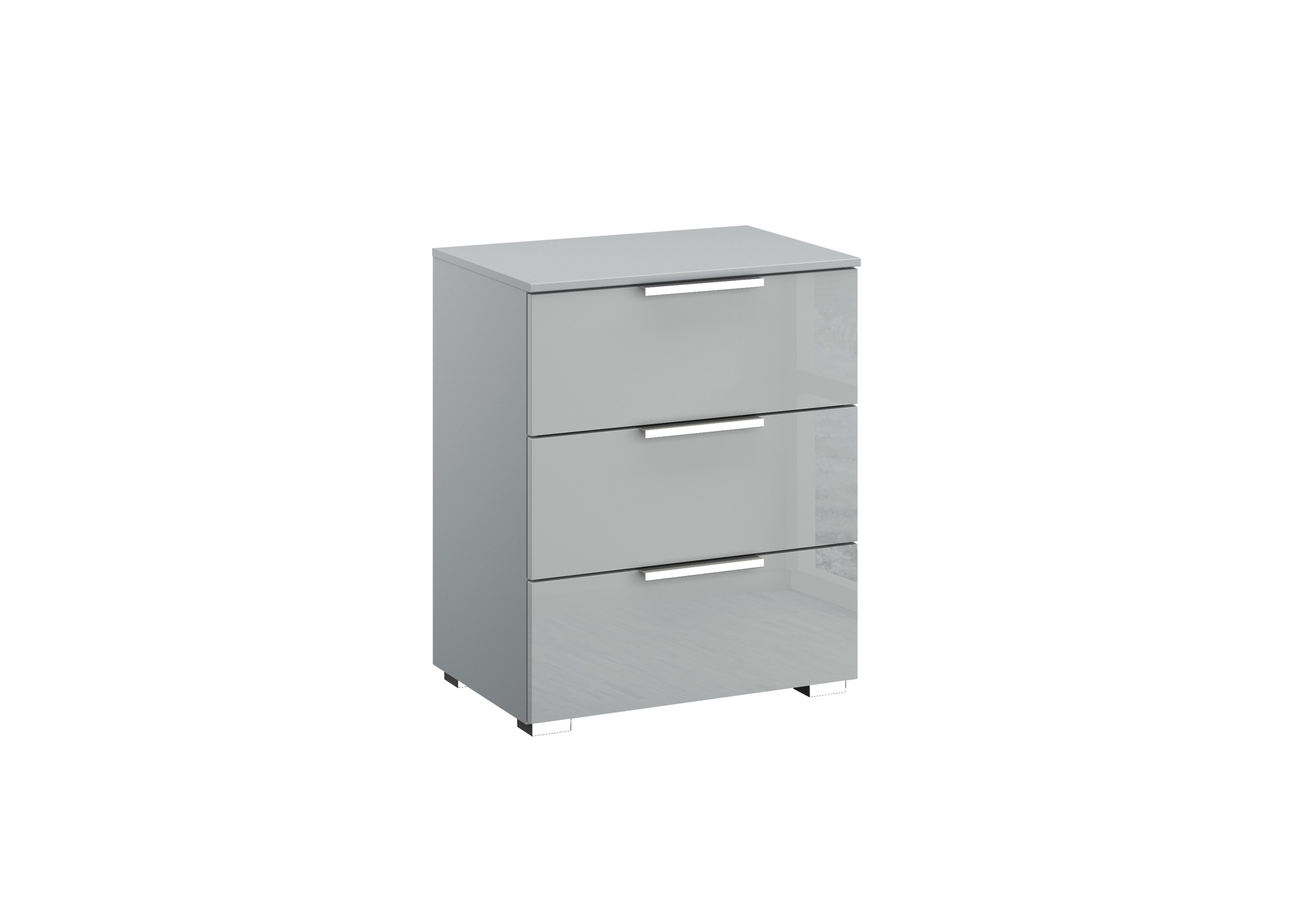 Perth 3 Drawer Bedside Chest in Z2603 Silk Grey Carc And Glass on Furniture Village