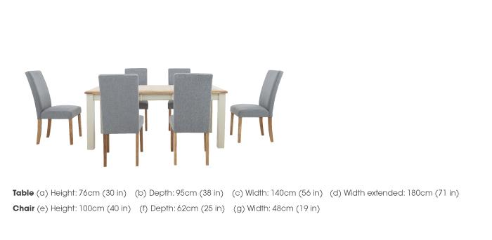Angeles Rectangular Extending Dining Table and 6 Fabric Dining Chairs in  on Furniture Village