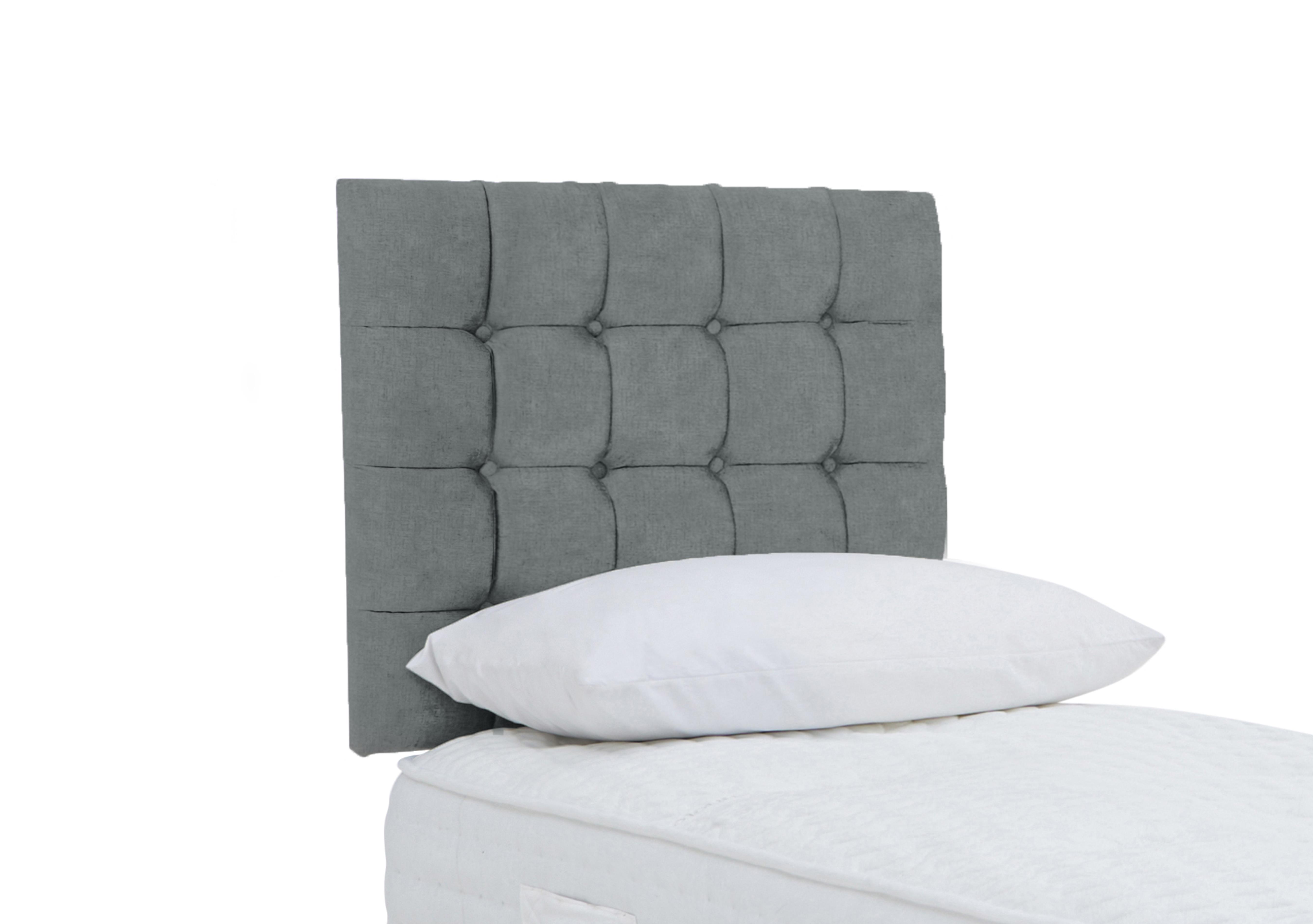 Dice Strutted Headboard in Plush Arctic Grey on Furniture Village
