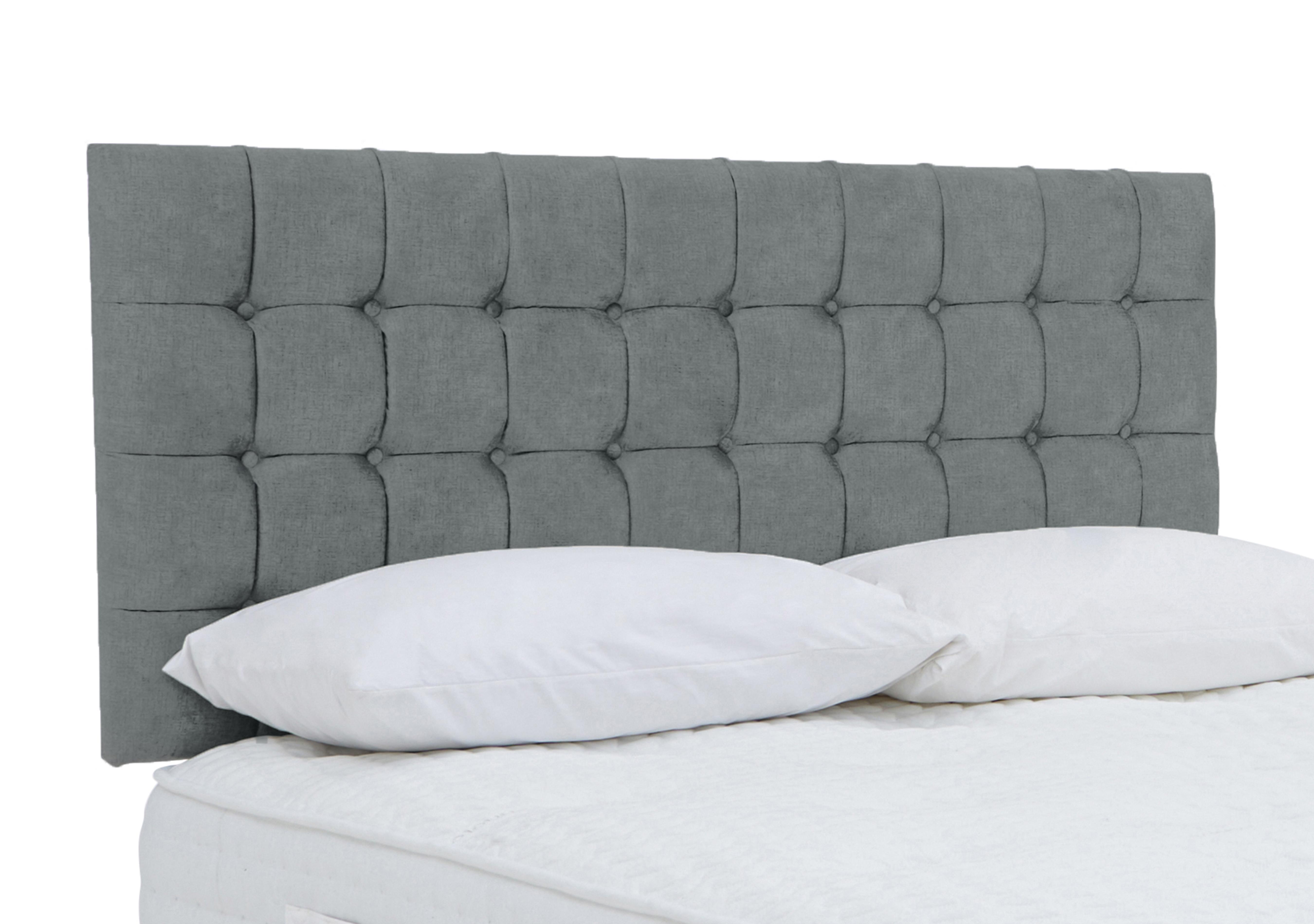 Dice Strutted Headboard in Plush Arctic Grey on Furniture Village