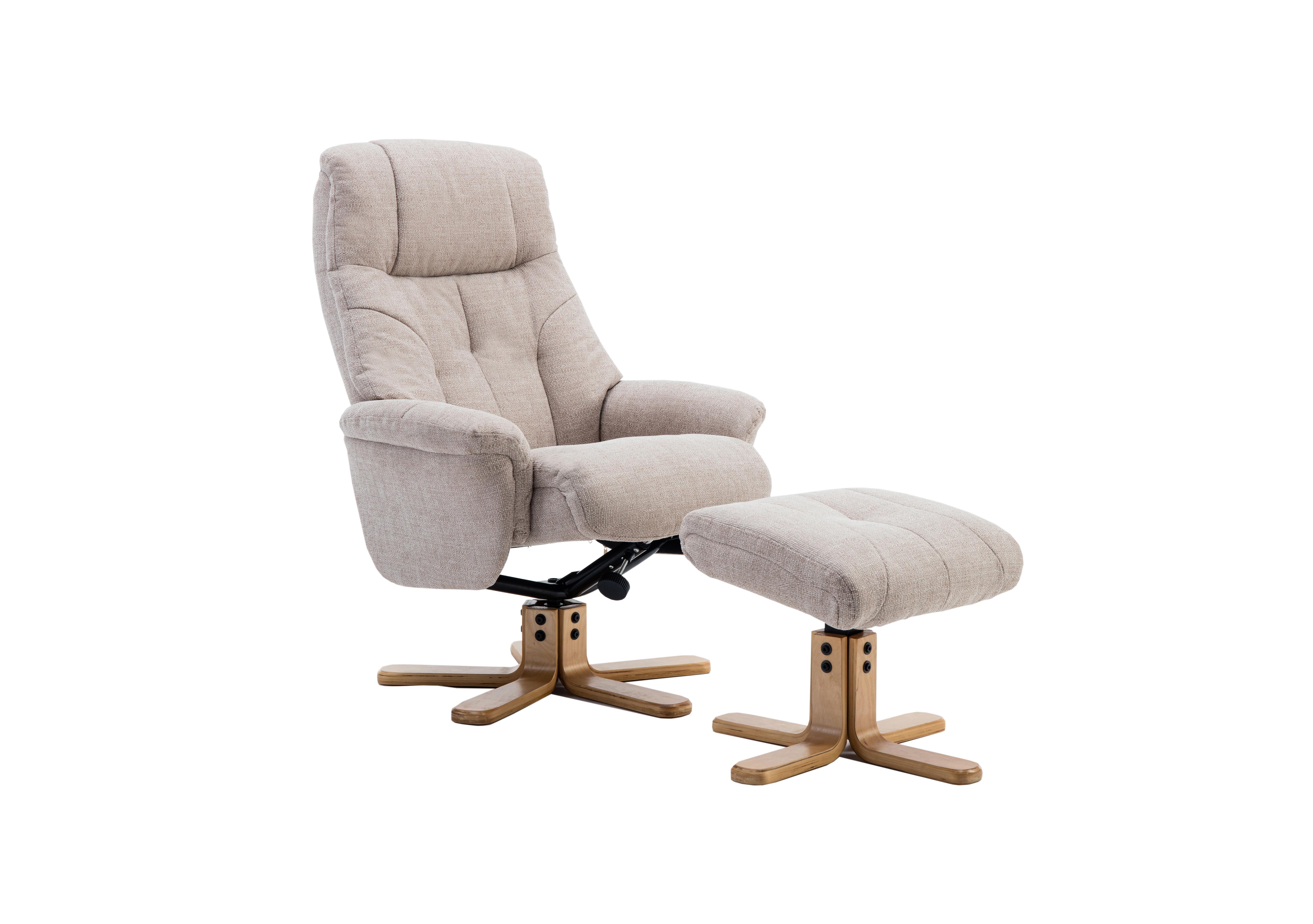 Muscat Fabric Swivel Recliner Chair with Footstool in Lisbon Wheat on Furniture Village