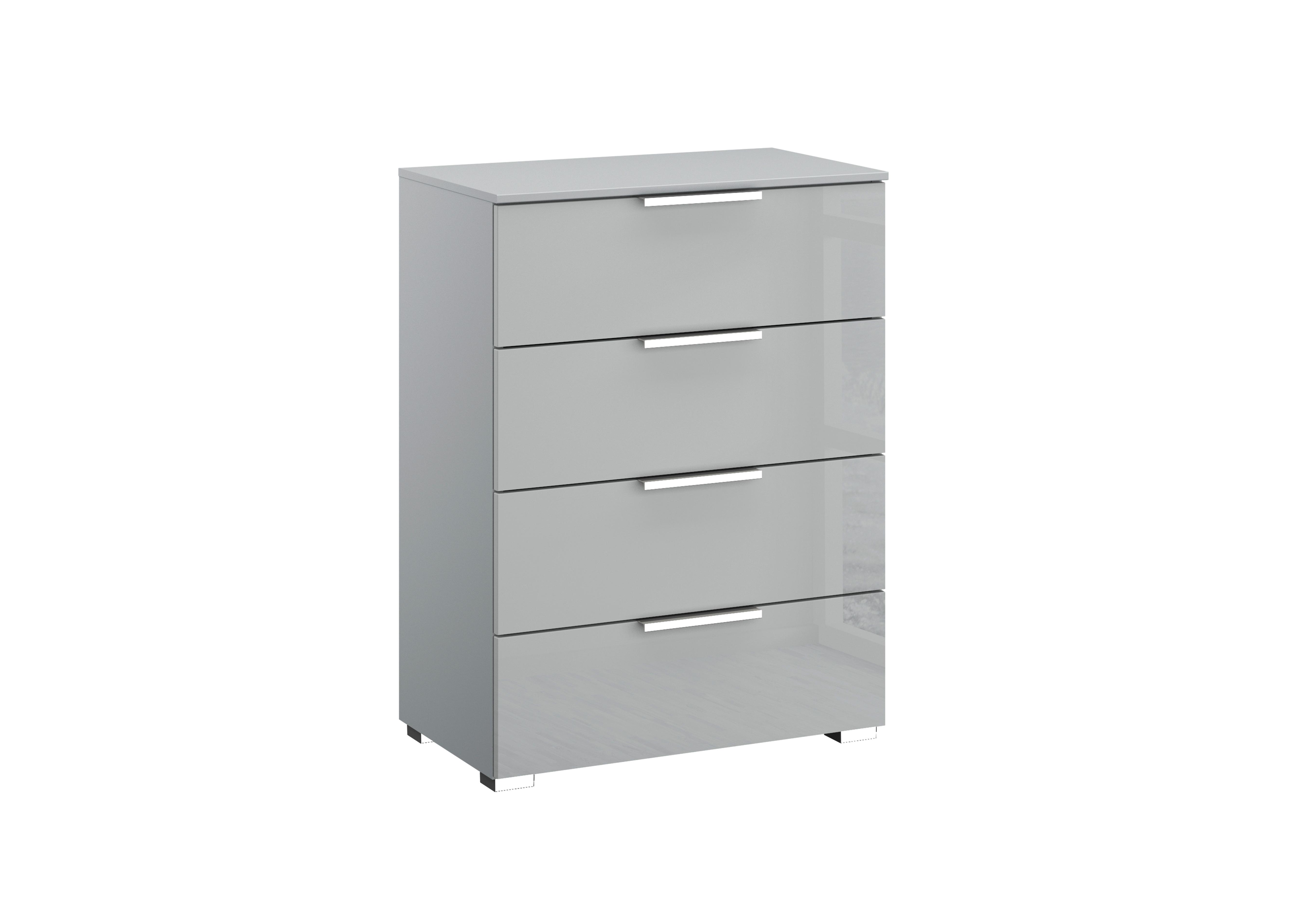 Perth 4 Drawer Bedside chest in Z2603 Silk Grey Carc And Glass on Furniture Village