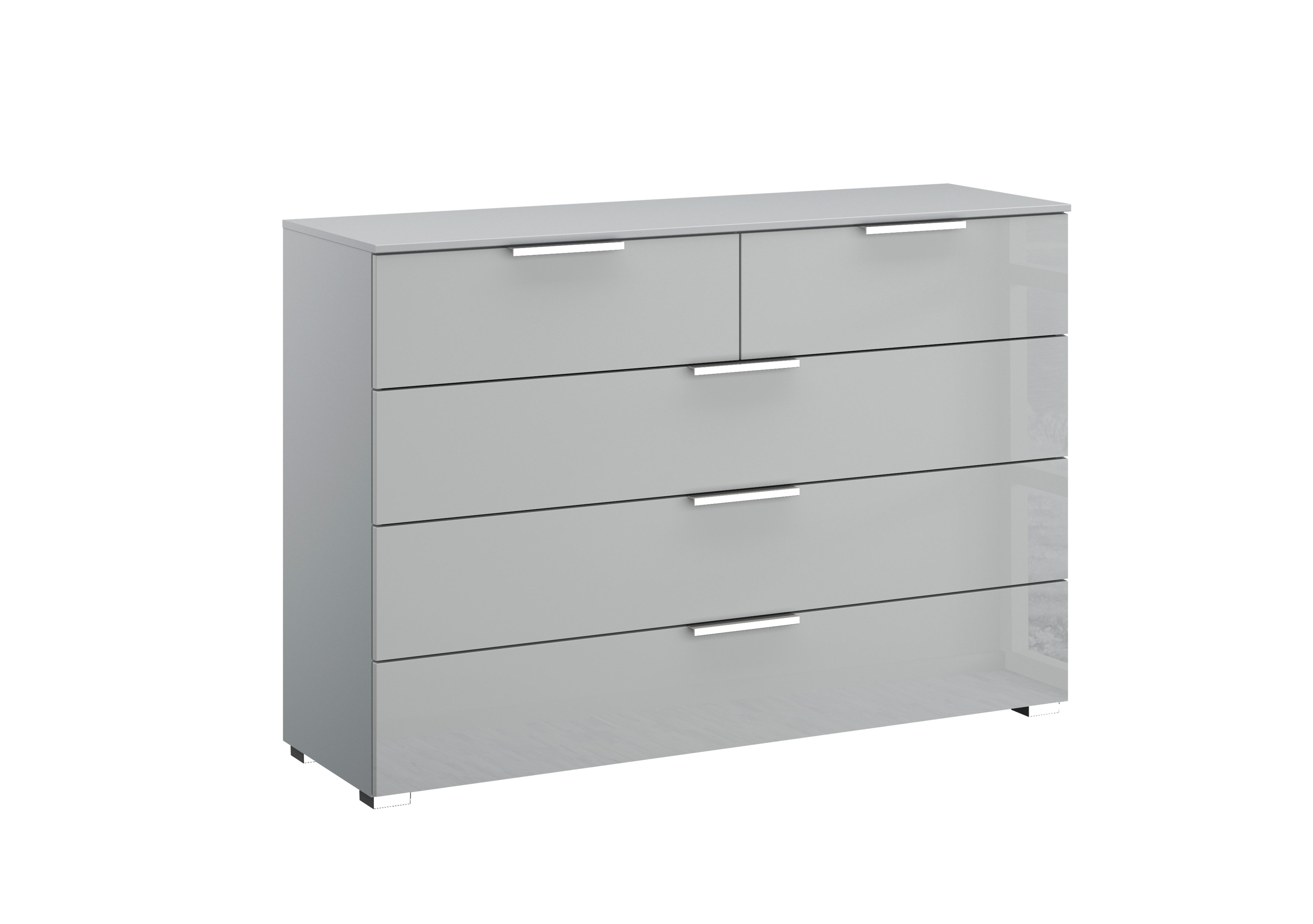 Perth 5 Drawer Chest in Z2603 Silk Grey Carc And Glass on Furniture Village