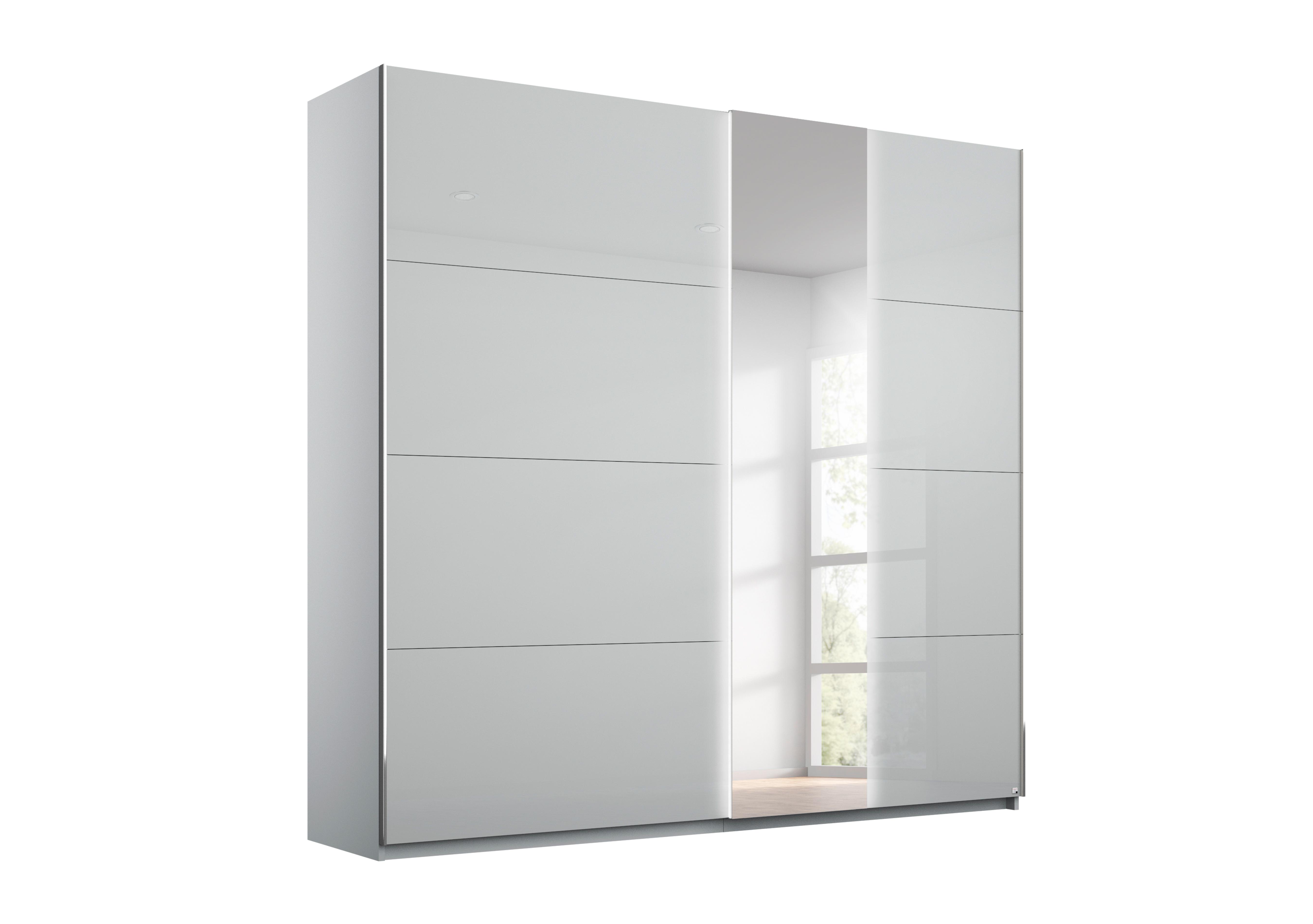Perth Sliding 200cm Wardrobe with Lights in Z2603 Silk Grey Carc And Glass on Furniture Village