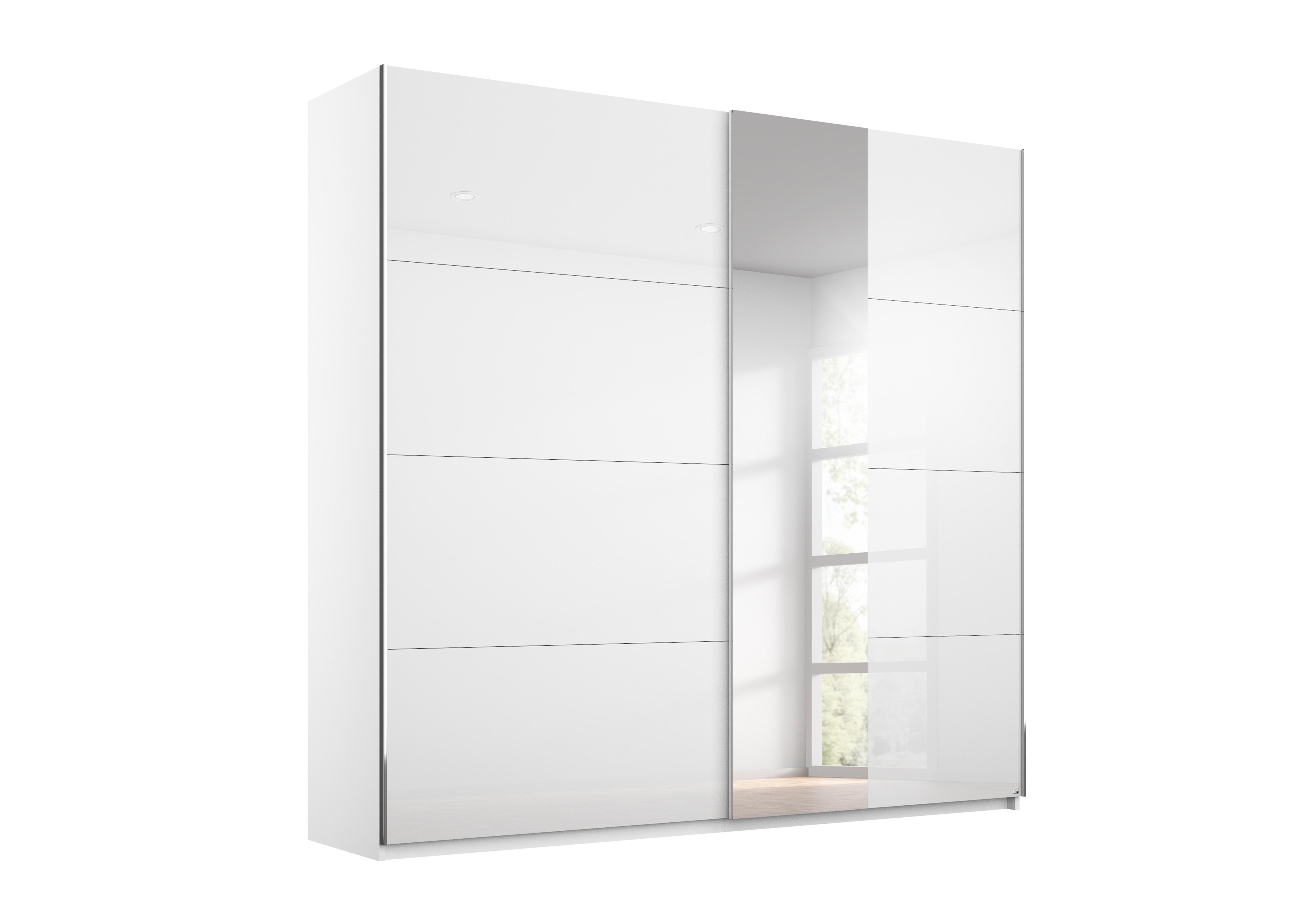 Perth Sliding 200cm Wardrobe in Z2600 White Carc/White Glass on Furniture Village