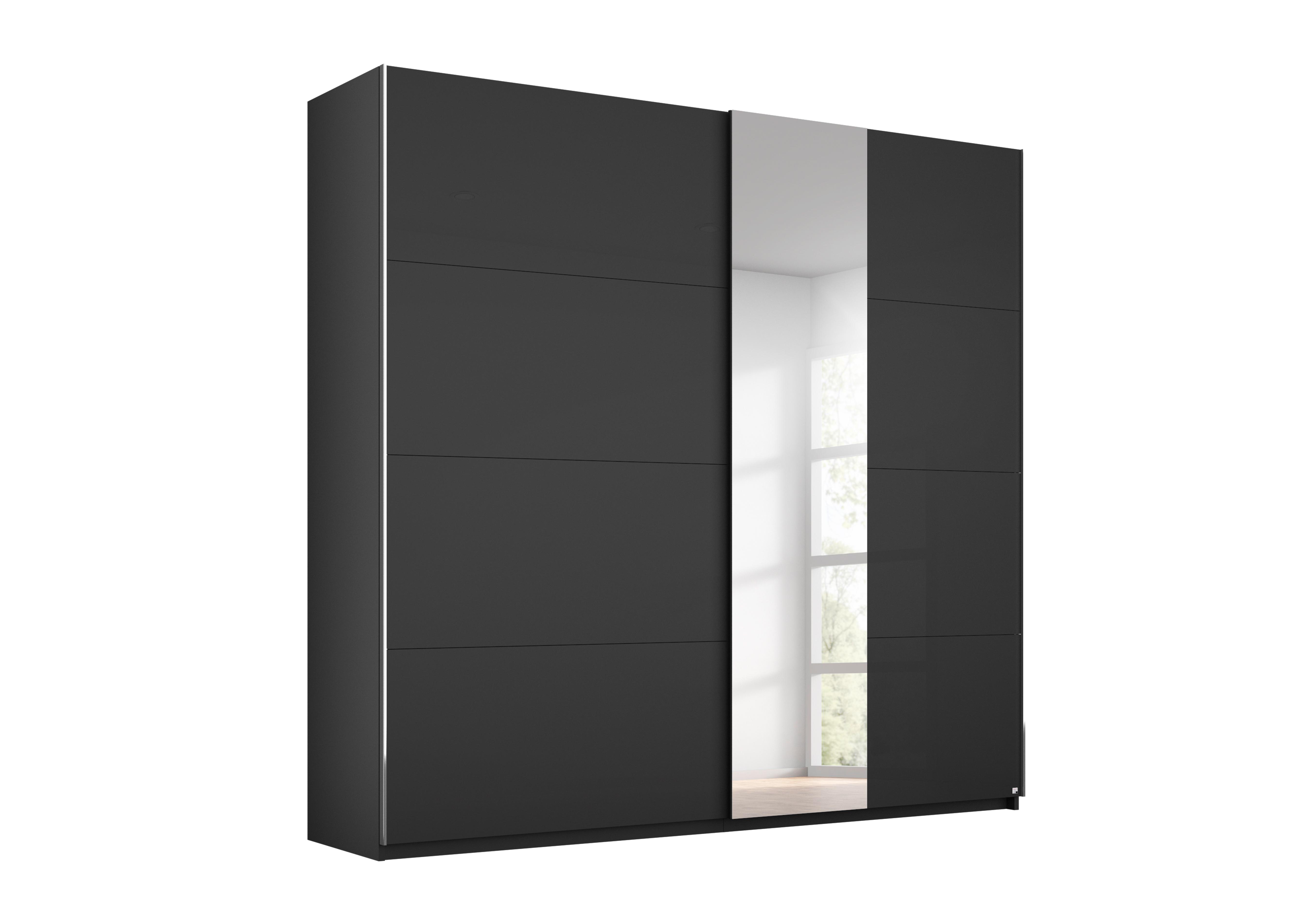 Perth Sliding 200cm Wardrobe in Z2602 Black Carc/Black Glass on Furniture Village