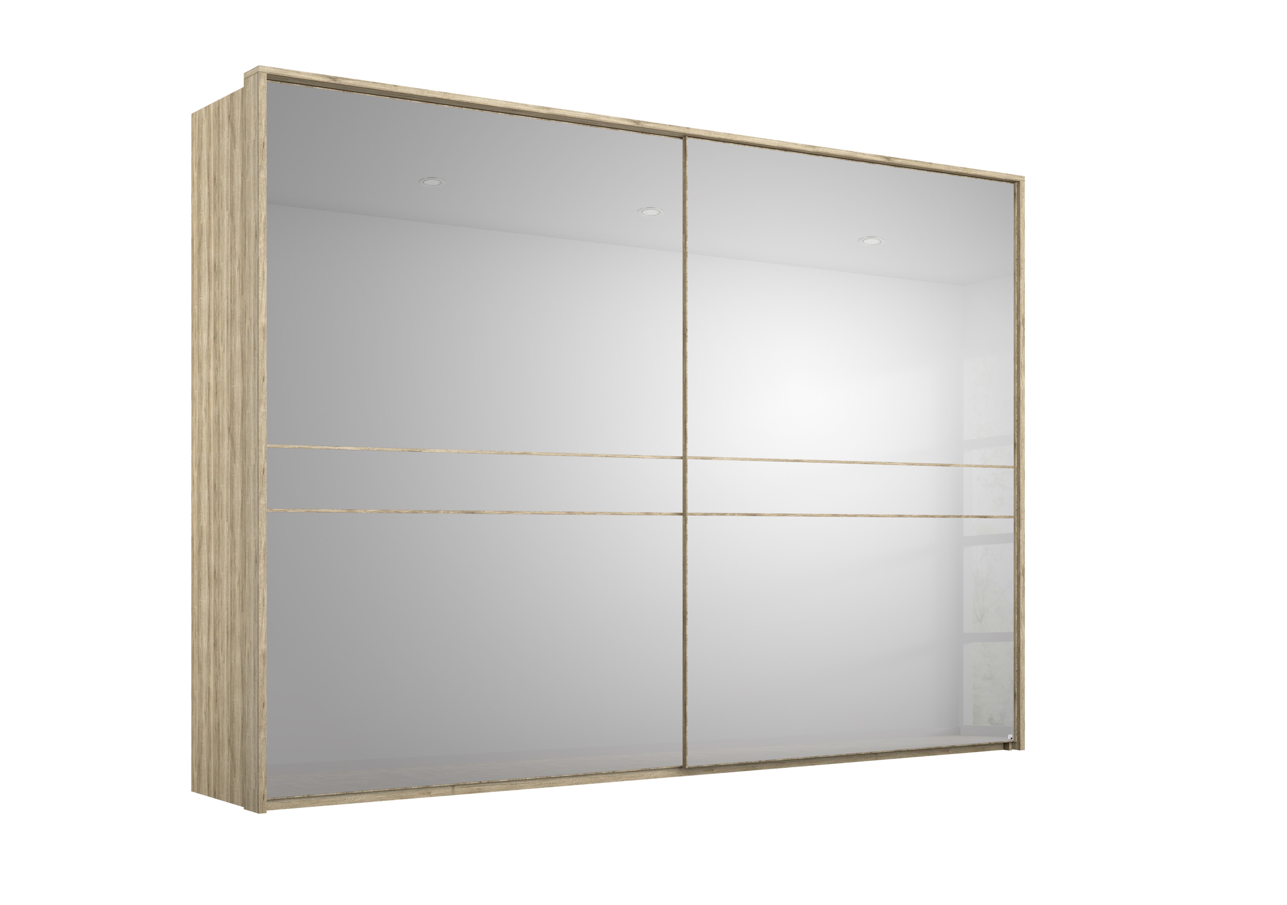 Lando Sliding Mirror Wardrobe with LED Lights in Z051k Sanremo Oak Light on Furniture Village