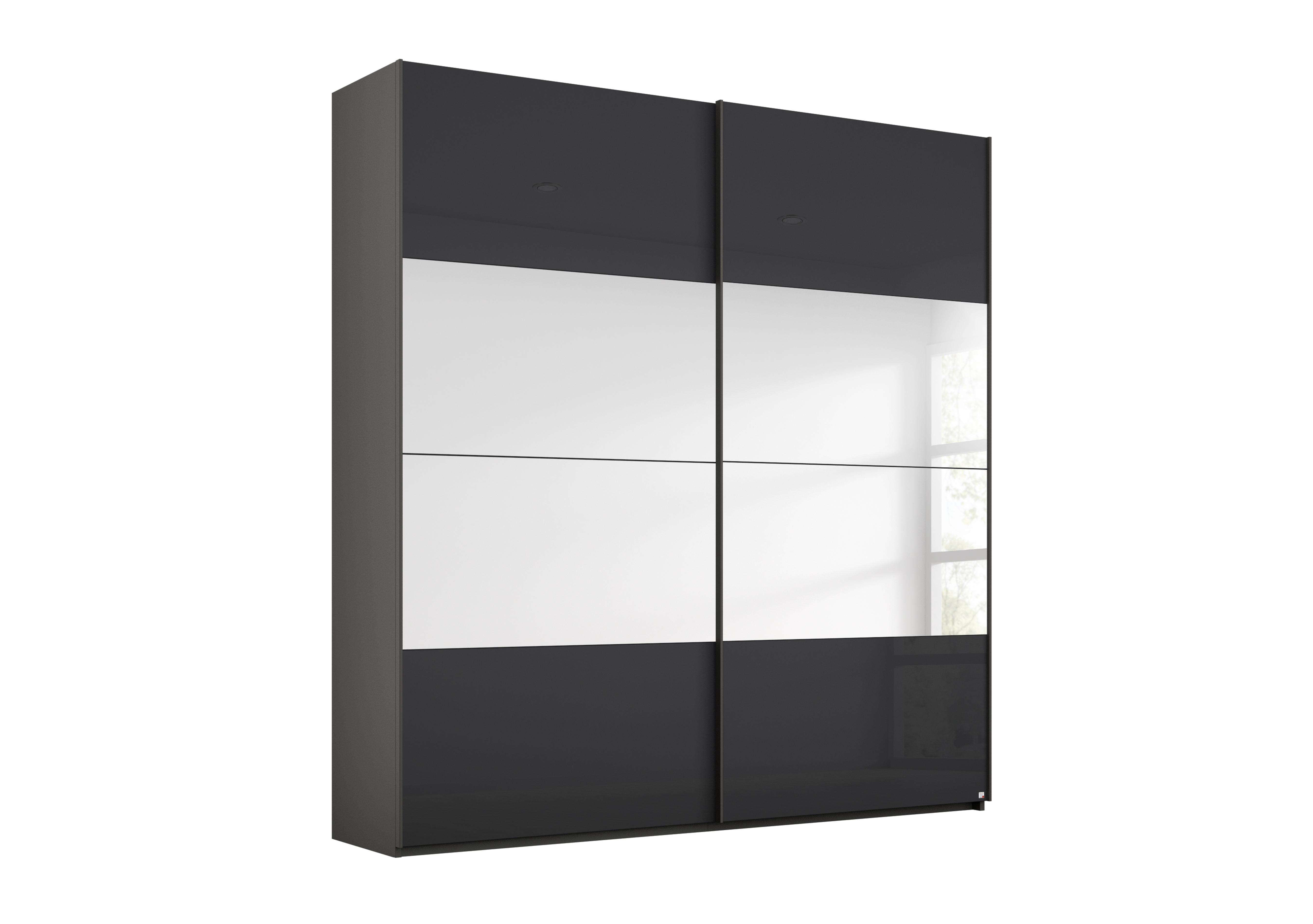 Formes Glass 2 Door Sliding Wardrobe with Mirror in A140b Graphite Basalt Front on Furniture Village