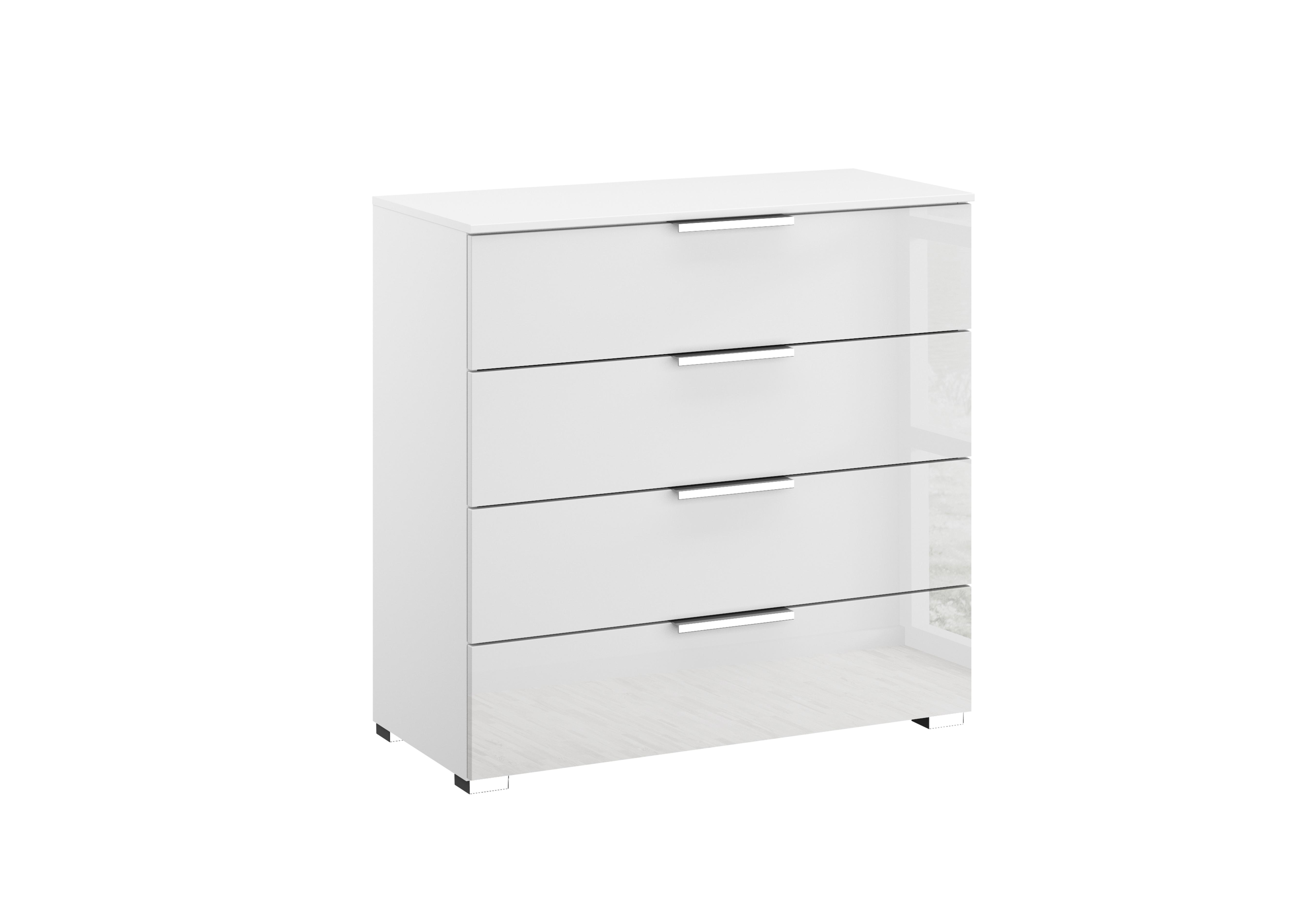 Formes Glass 4 Drawer Wide Chest in A131b White White Front on Furniture Village