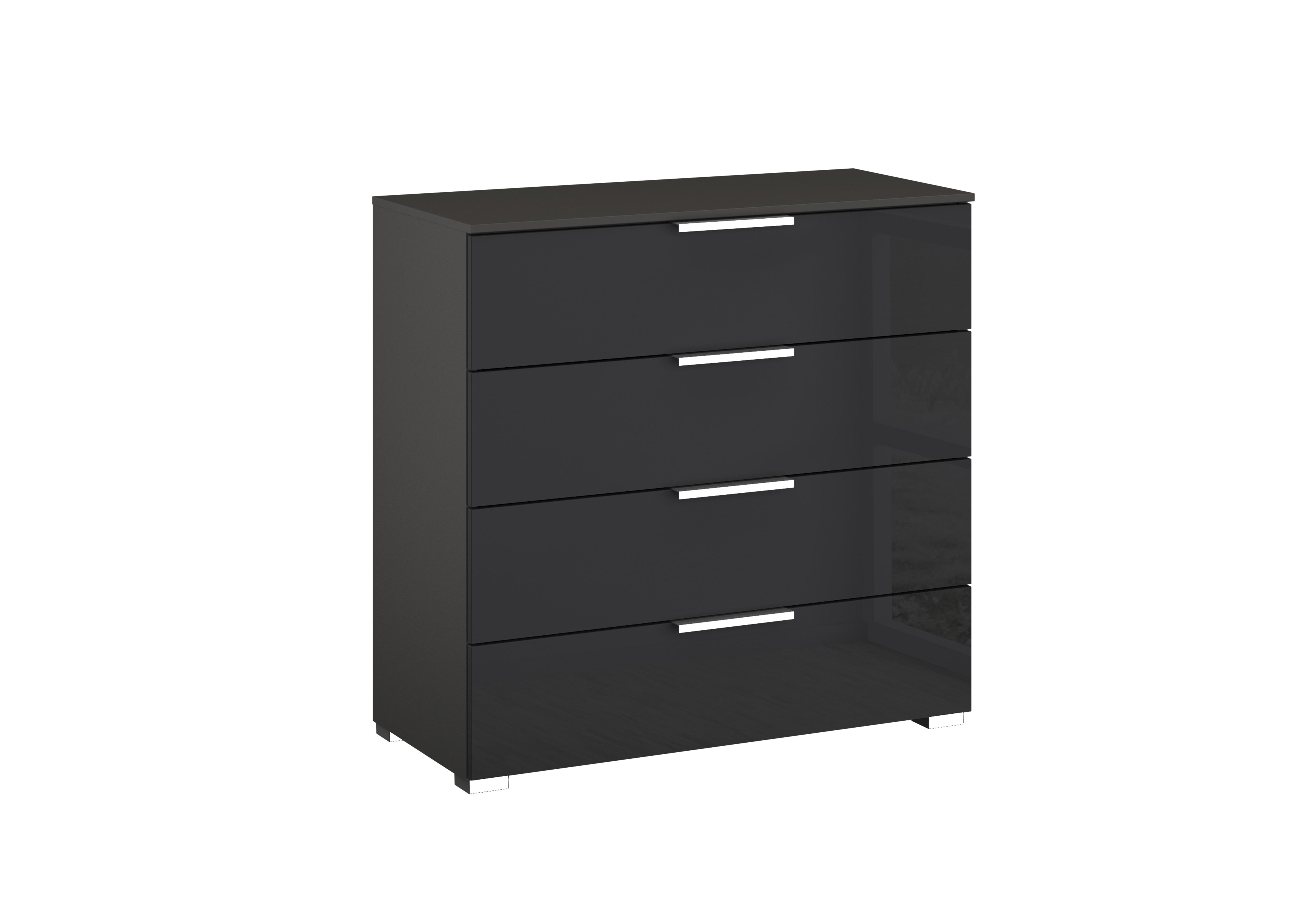 Formes Glass 4 Drawer Wide Chest in A140b Graphite Basalt Front on Furniture Village