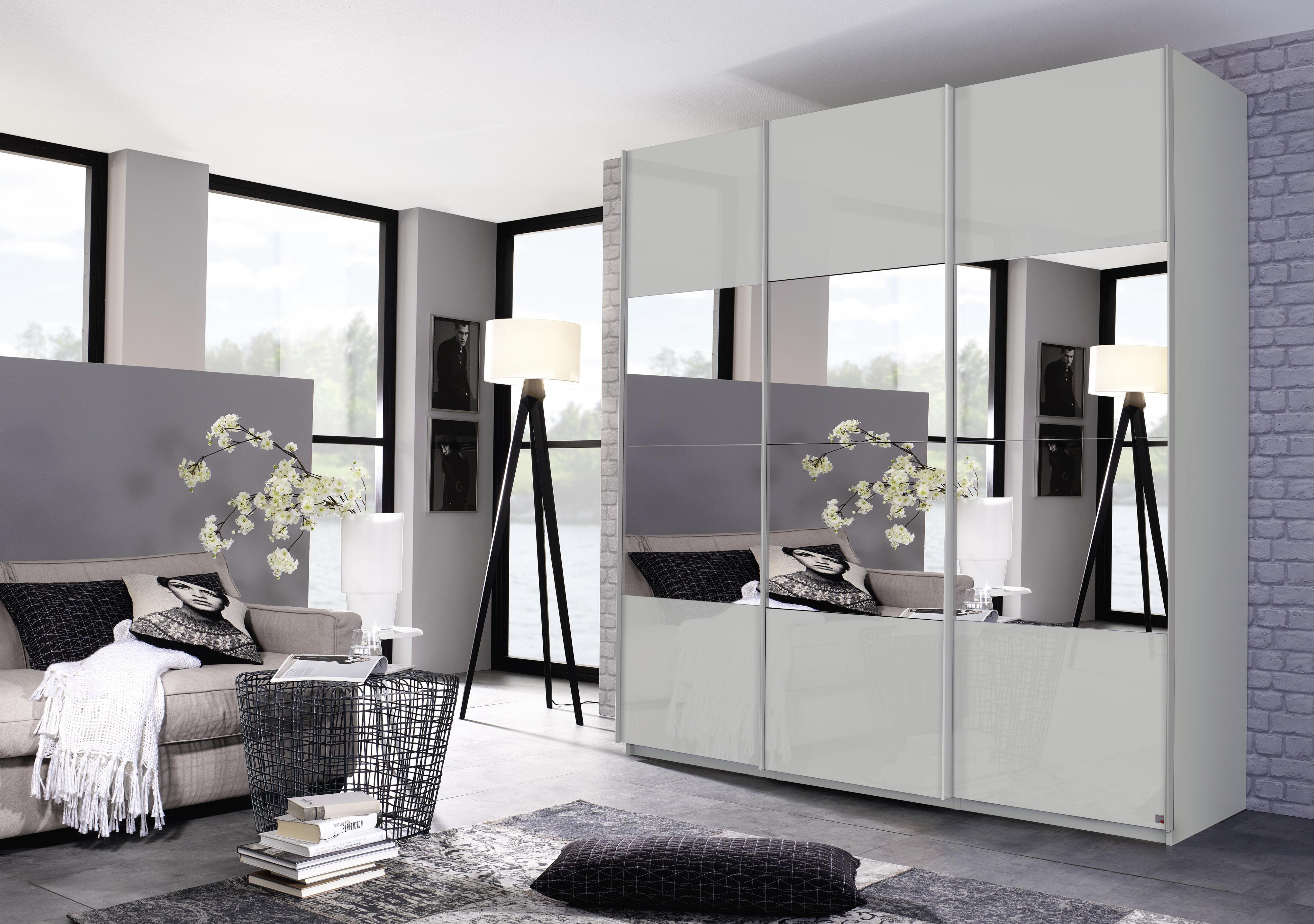 Formes Glass 3 Door Sliding Wardrobe with Horizontal Mirrors in  on Furniture Village