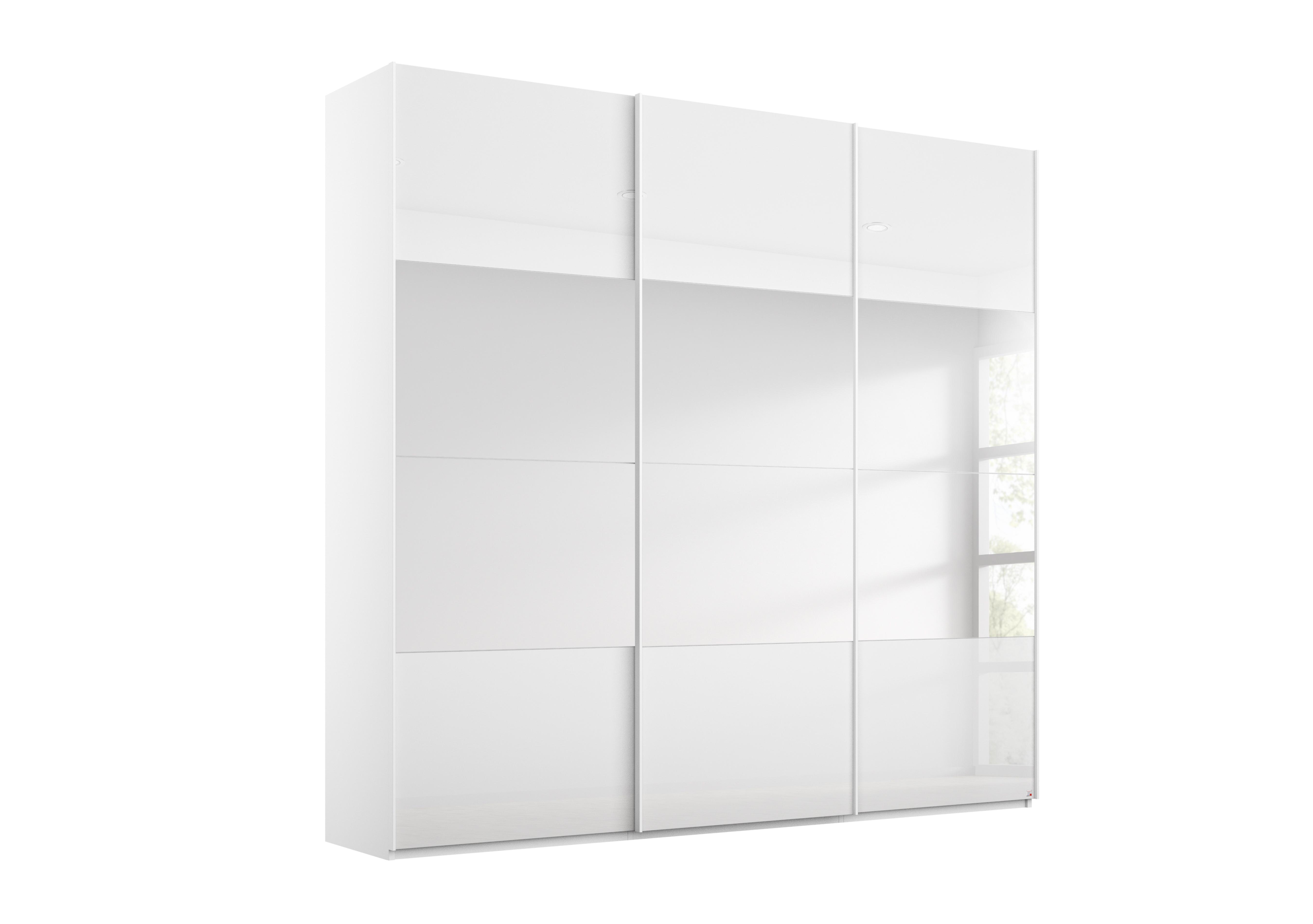 Formes Glass 3 Door Sliding Wardrobe with Horizontal Mirrors in A131b White White Front on Furniture Village
