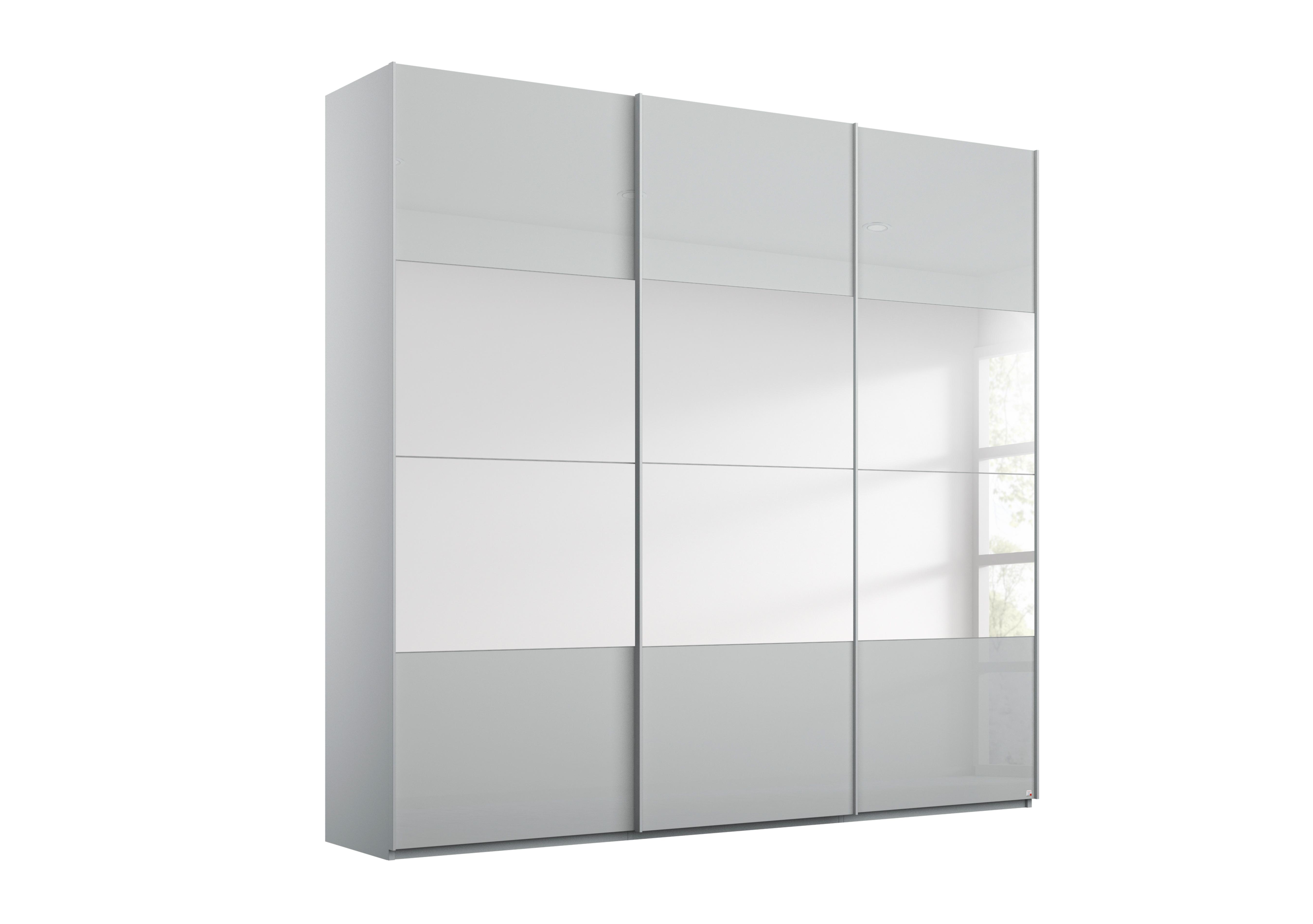 Formes Glass 3 Door Sliding Wardrobe with Horizontal Mirrors in A145b Silk Grey Silk Grey Frnt on Furniture Village