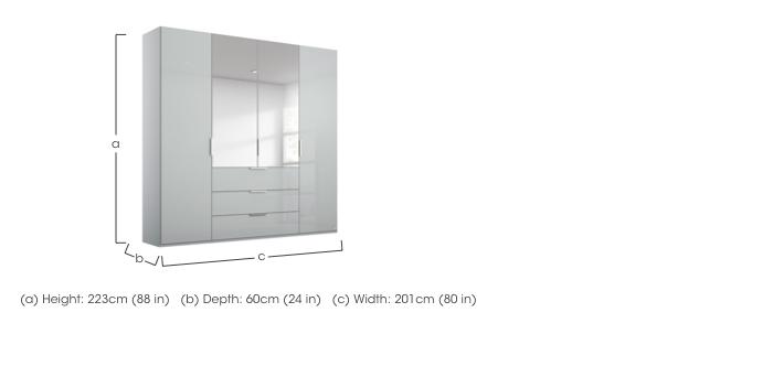 Formes Glass 4 Door Combi Hinged Wardrobe with 2 Mirrors and Drawers in  on Furniture Village