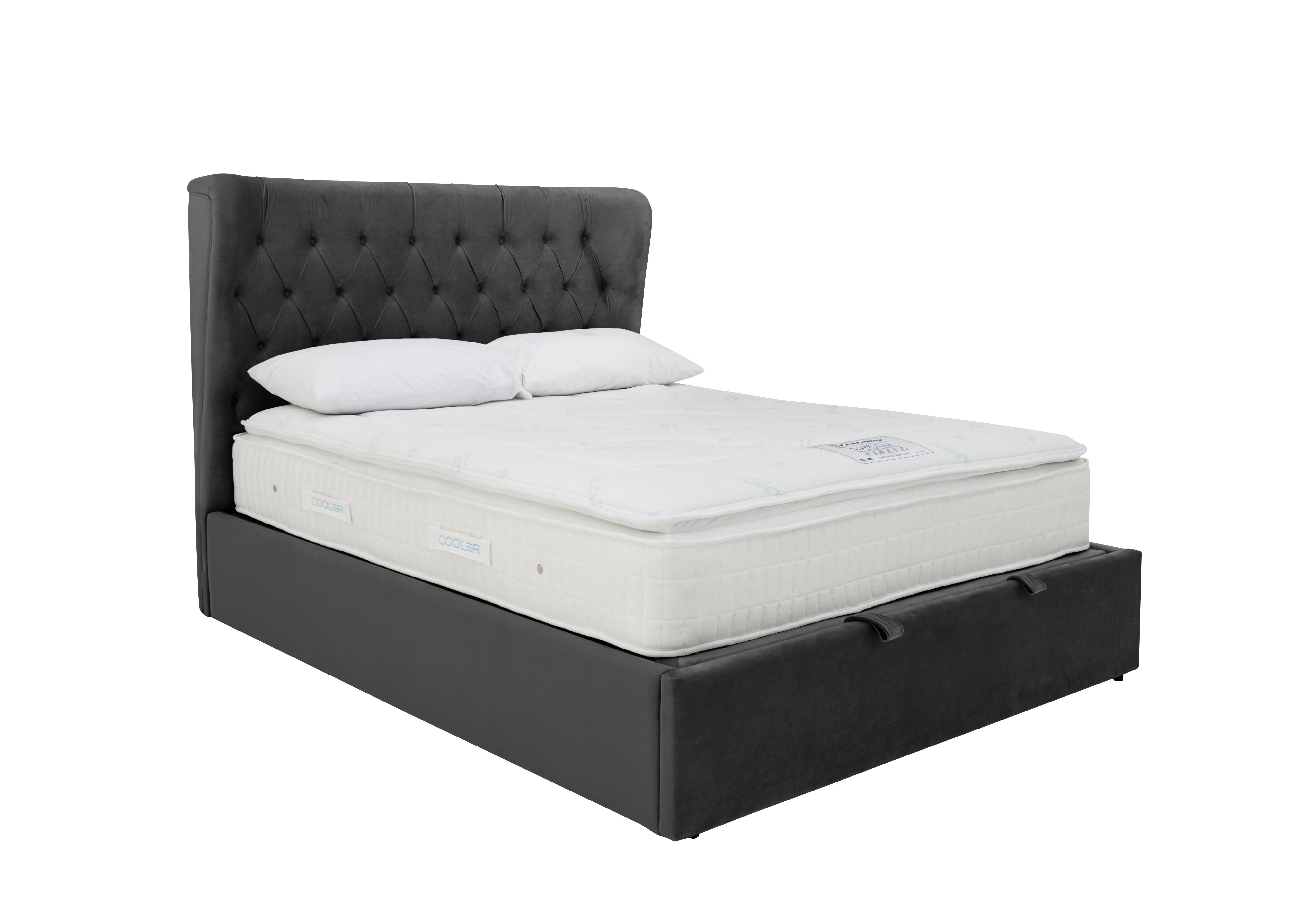 Calypso Ottoman Bed Frame in Velvet Smoke 1688-22 on Furniture Village