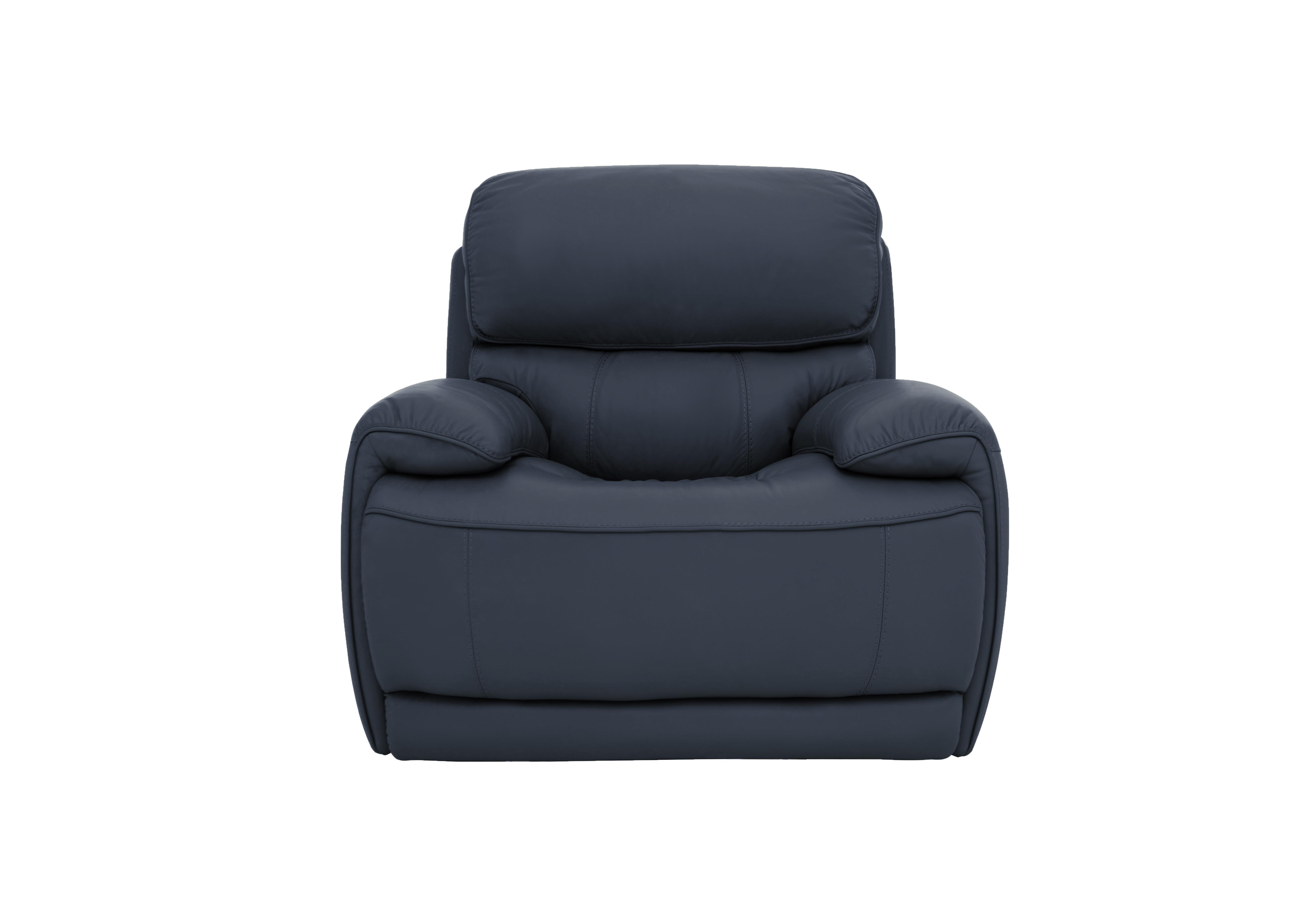 Rocco Leather Power Rocker Armchair with Power Headrests in Bv-313e Ocean Blue on Furniture Village