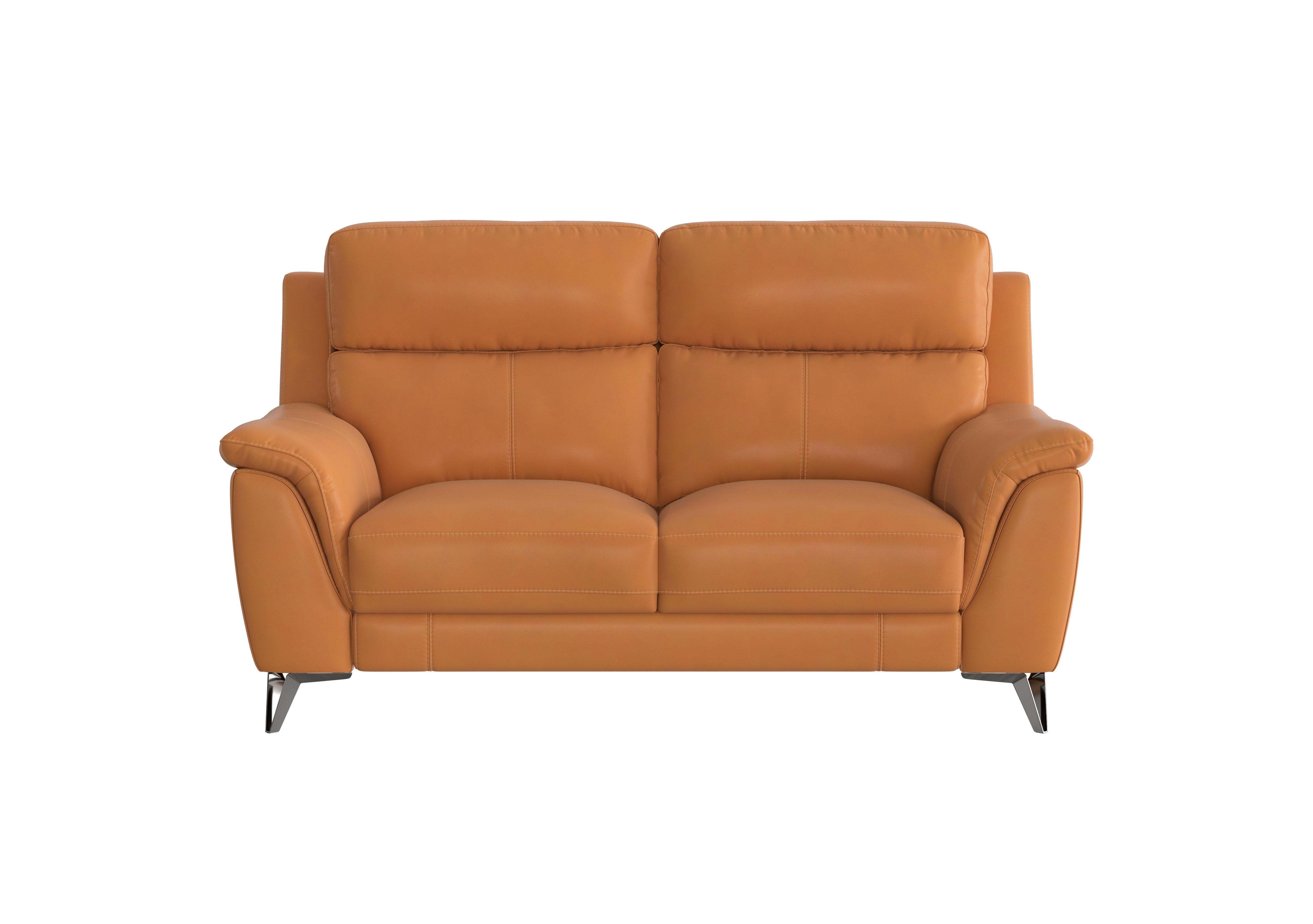 Contempo 2 Seater Leather Sofa in Bv-335e Honey Yellow on Furniture Village