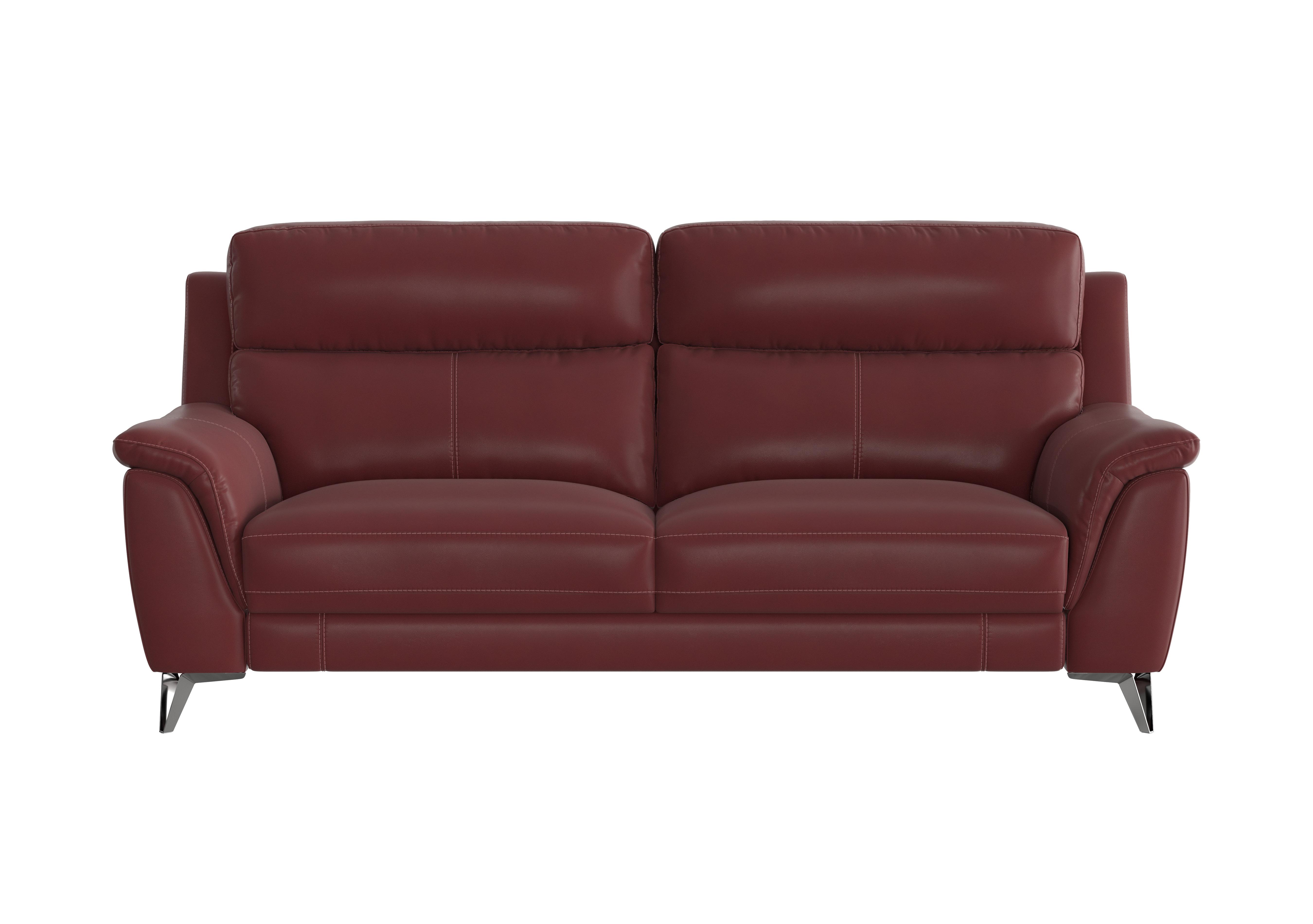 Contempo 3 Seater Leather Sofa in Bv-035c Deep Red on Furniture Village