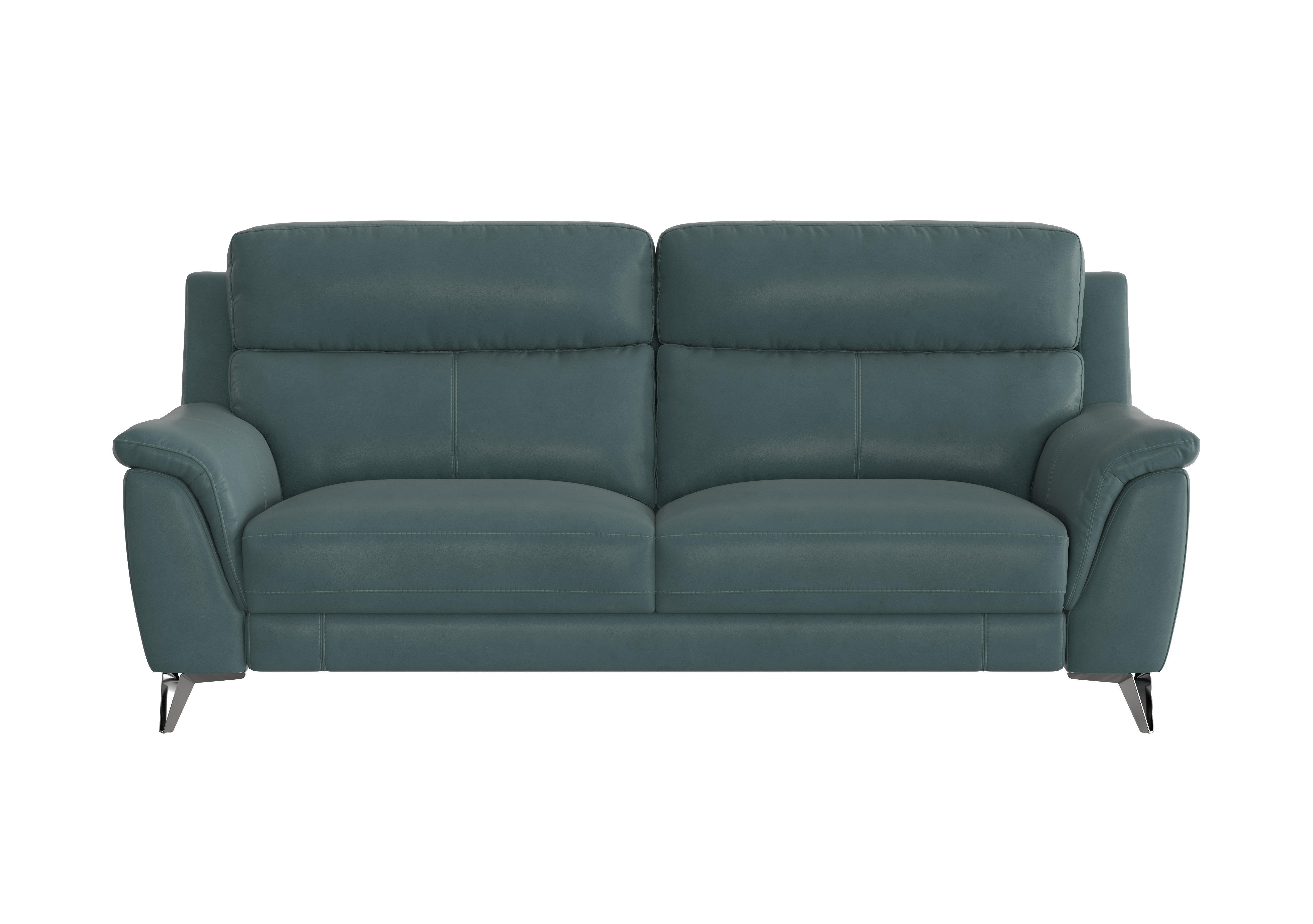 Contempo 3 Seater Leather Sofa in Bv-301e Lake Green on Furniture Village