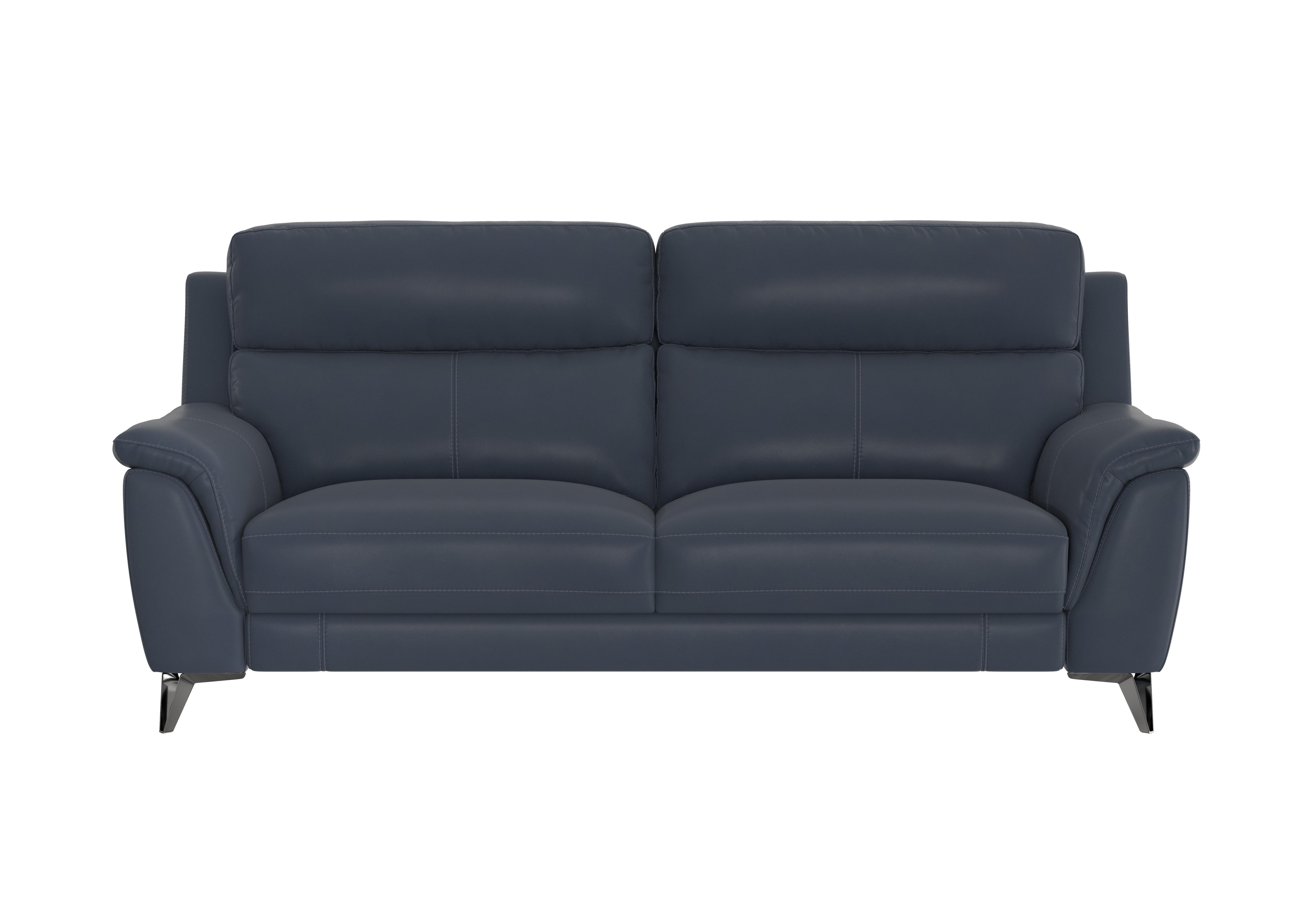 Contempo 3 Seater Leather Sofa in Bv-313e Ocean Blue on Furniture Village