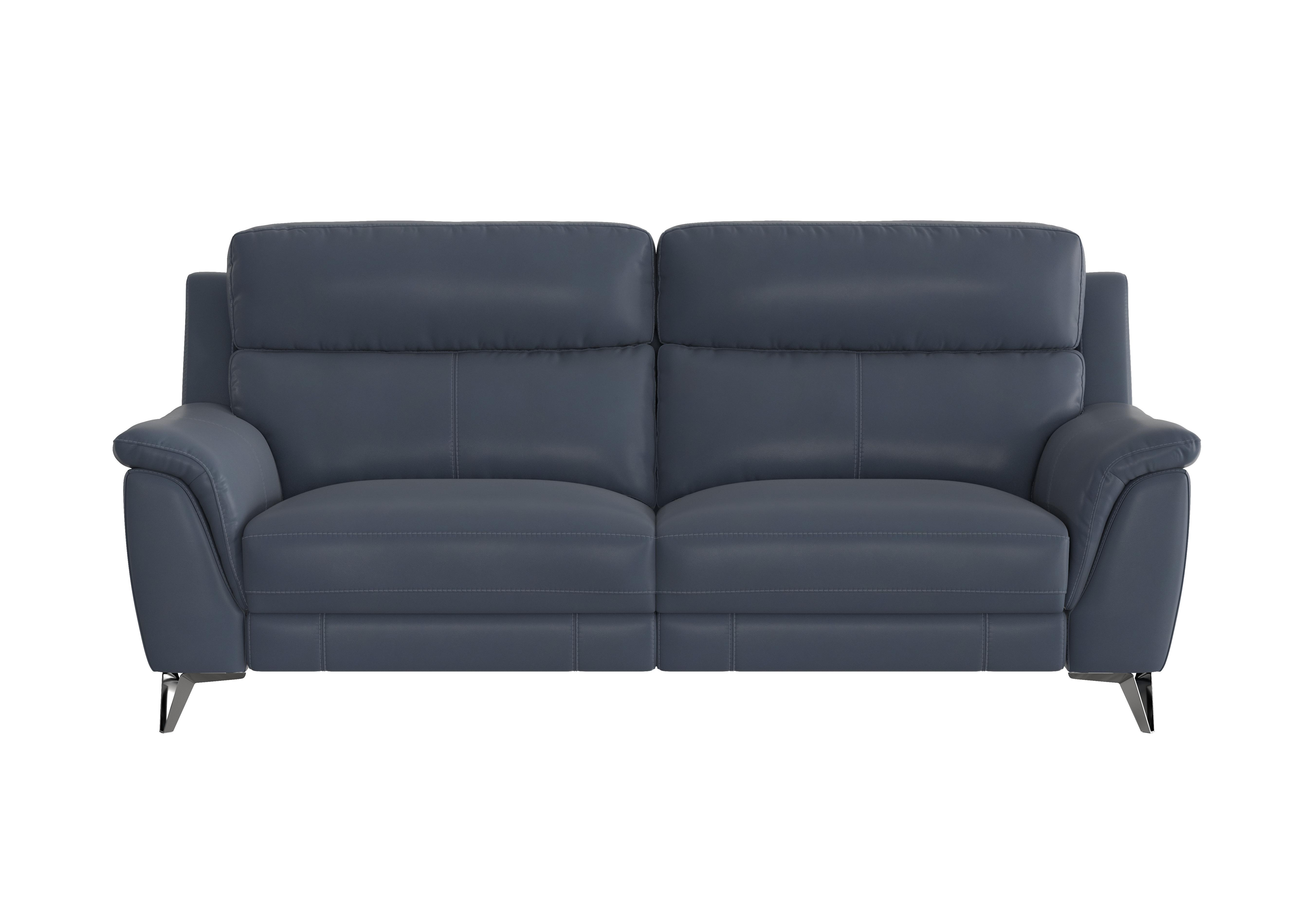 Contempo 3 Seater Leather Sofa in Bv-313e Ocean Blue on Furniture Village